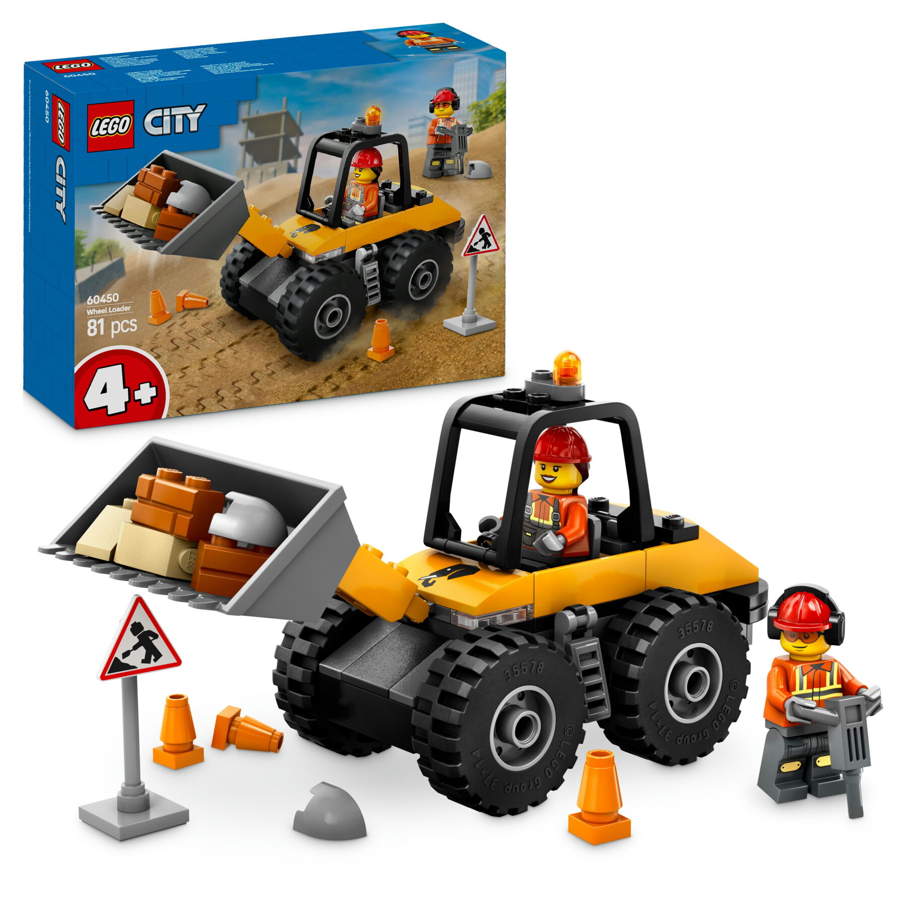 Lego city 60450 pala gommata gialla, escavatore giocattolo da costruire, veicolo da cantiere, giochi educativi per bambini 4+ - LEGO CITY