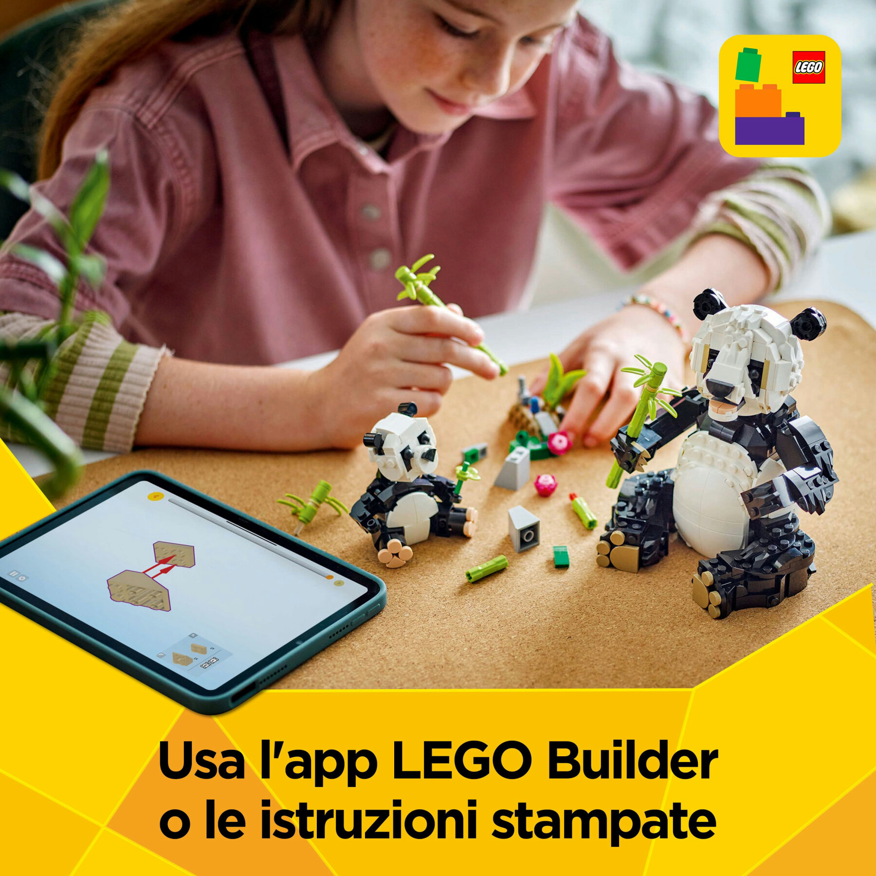 Lego creator 3 in 1 31165 animali selvatici: famiglia di panda giocattolo, si trasforma in pinguino e orca, giochi bambini 8+ - LEGO CREATOR