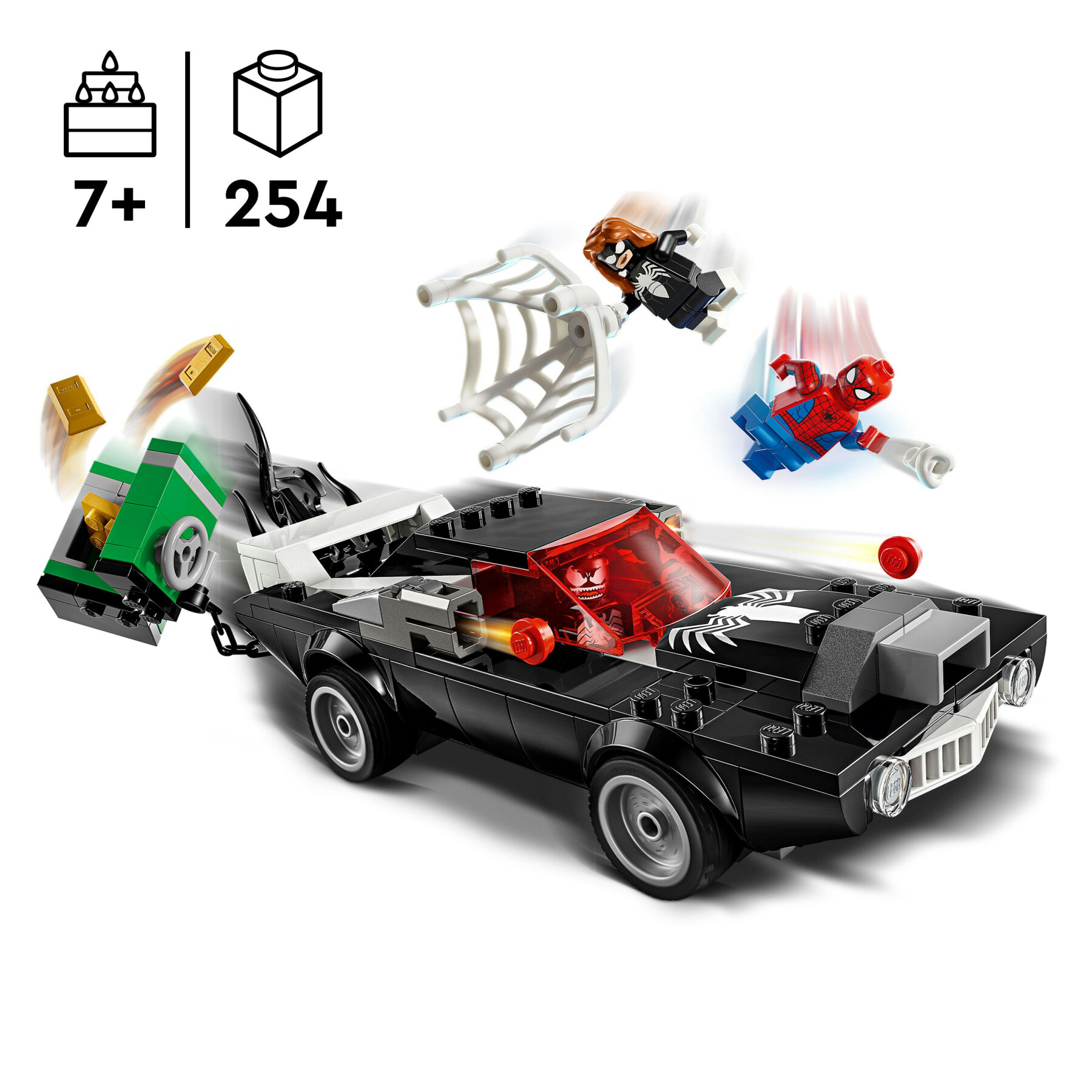 Lego marvel 76309 spider-man contro muscle car di venom, macchina giocattolo da costruire con 3 minifigure, gicohi bambini 7+ - LEGO SUPER HEROES