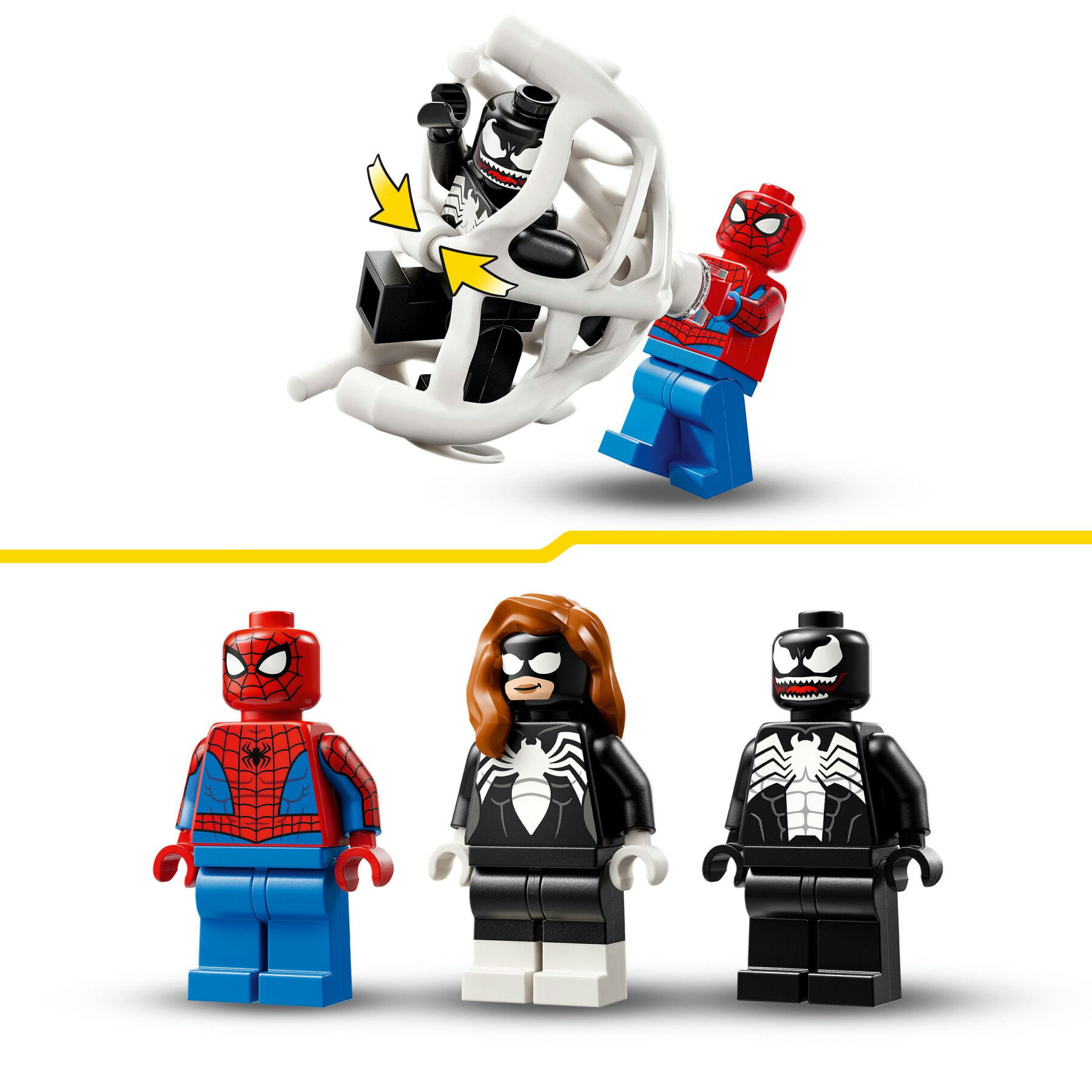 Lego marvel 76309 spider-man contro muscle car di venom, macchina giocattolo da costruire con 3 minifigure, gicohi bambini 7+ - LEGO SUPER HEROES
