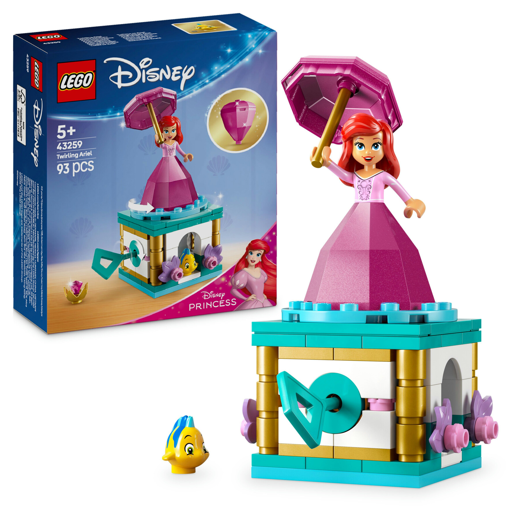 Lego  disney princess 43259 ariel ballerina, giochi da principesse per bambine 5+ con supporto girevole per mini bambolina - LEGO DISNEY PRINCESS