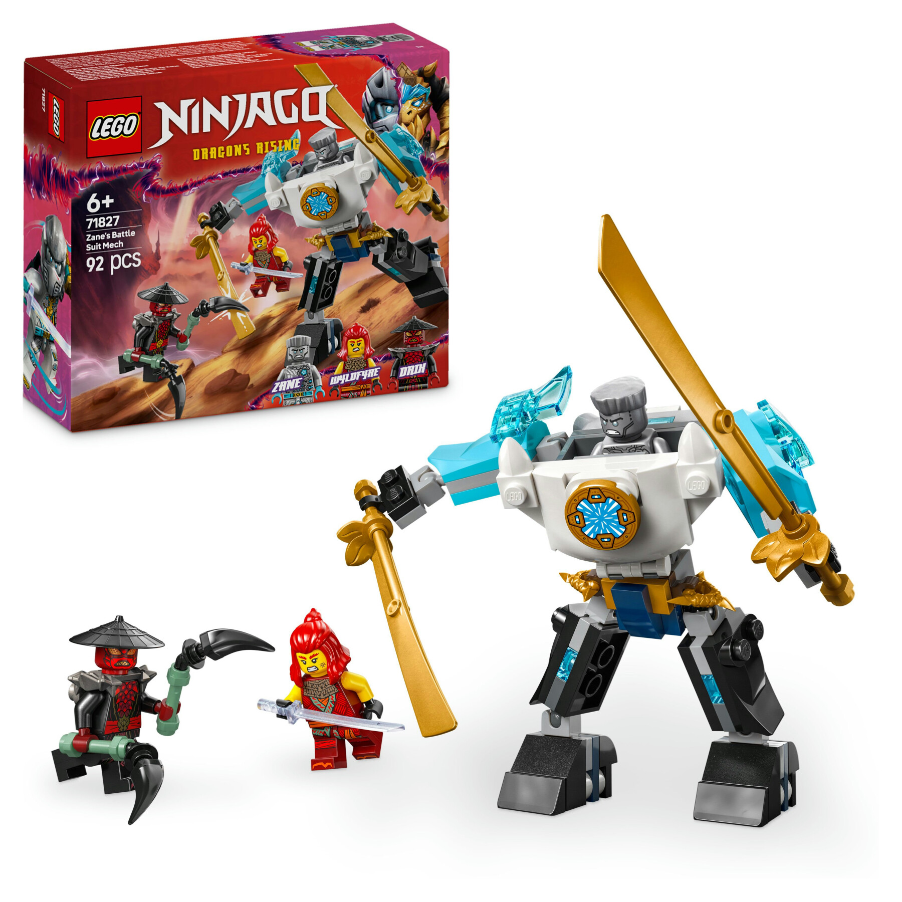 Lego ninjago 71827 mech da battaglia di zane - figura giocattolo ninja snodabile con 3 minifigure e armi, giochi bambini 6+ - LEGO NINJAGO