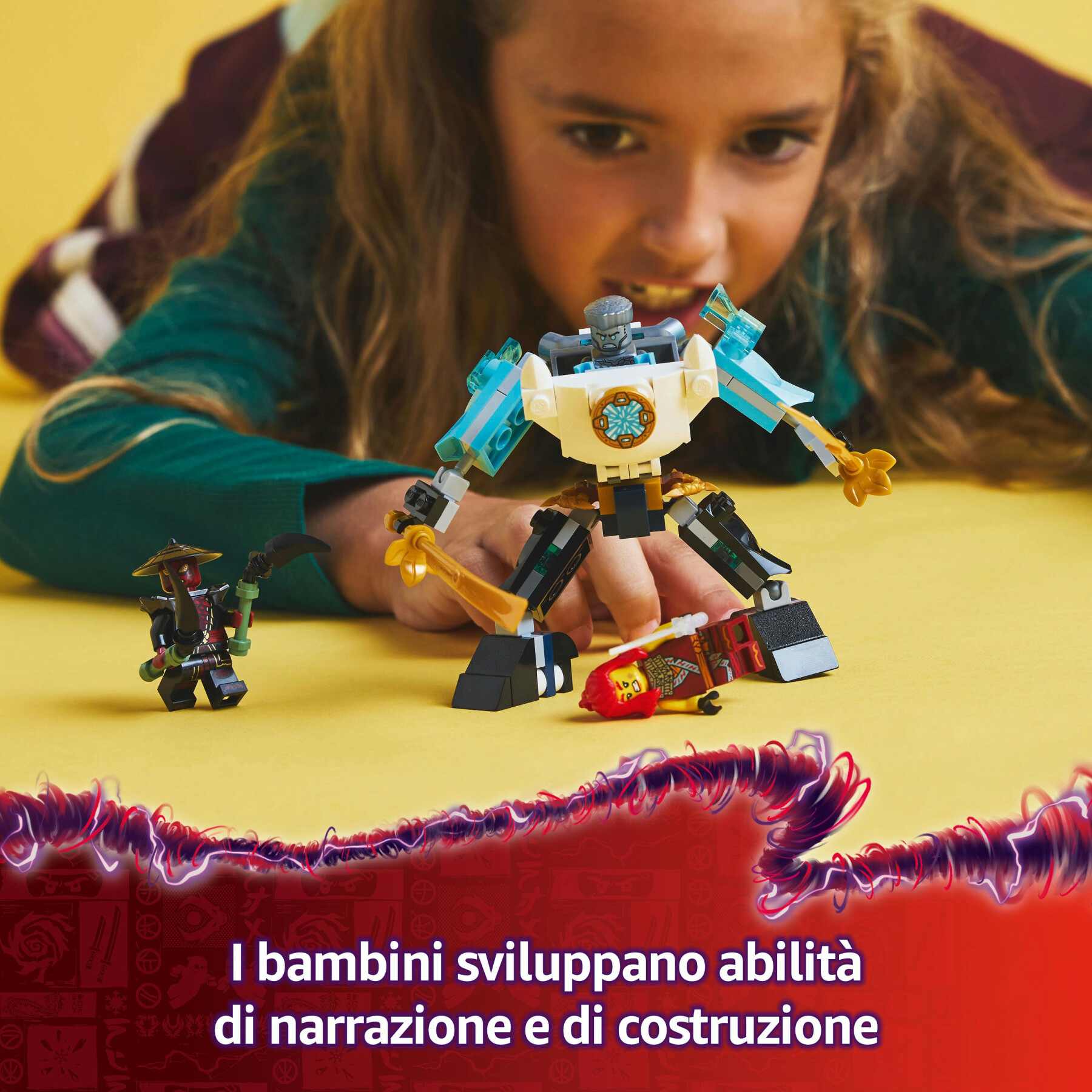 Lego ninjago 71827 mech da battaglia di zane - figura giocattolo ninja snodabile con 3 minifigure e armi, giochi bambini 6+ - LEGO NINJAGO