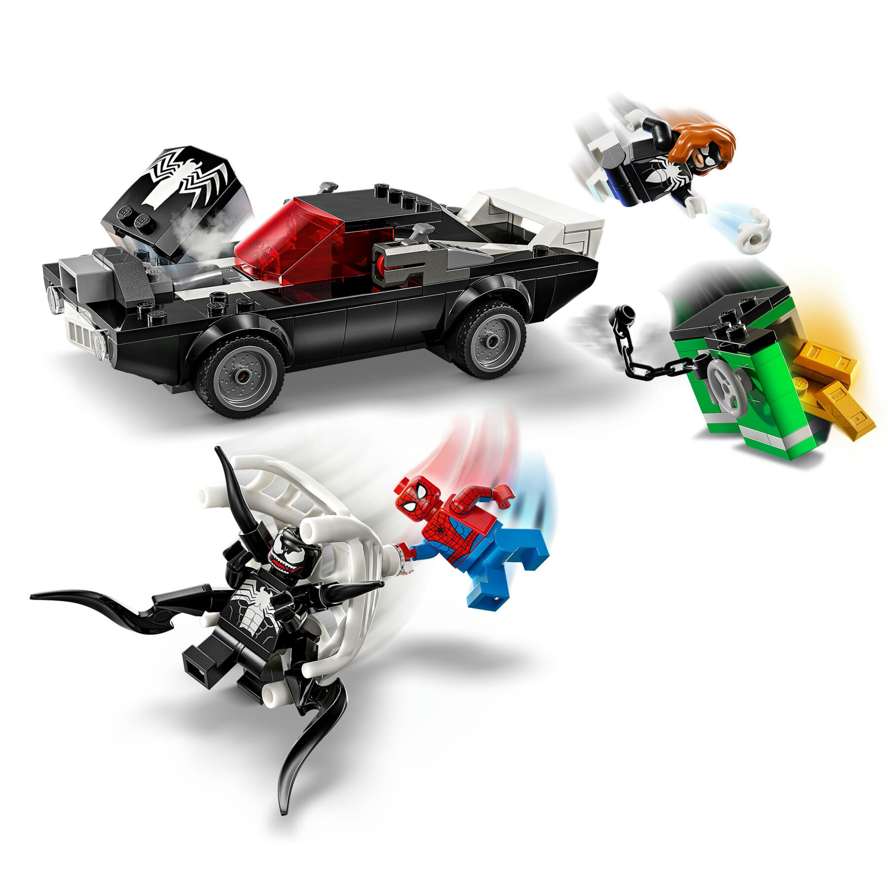 Lego marvel 76309 spider-man contro muscle car di venom, macchina giocattolo da costruire con 3 minifigure, gicohi bambini 7+ - LEGO SUPER HEROES