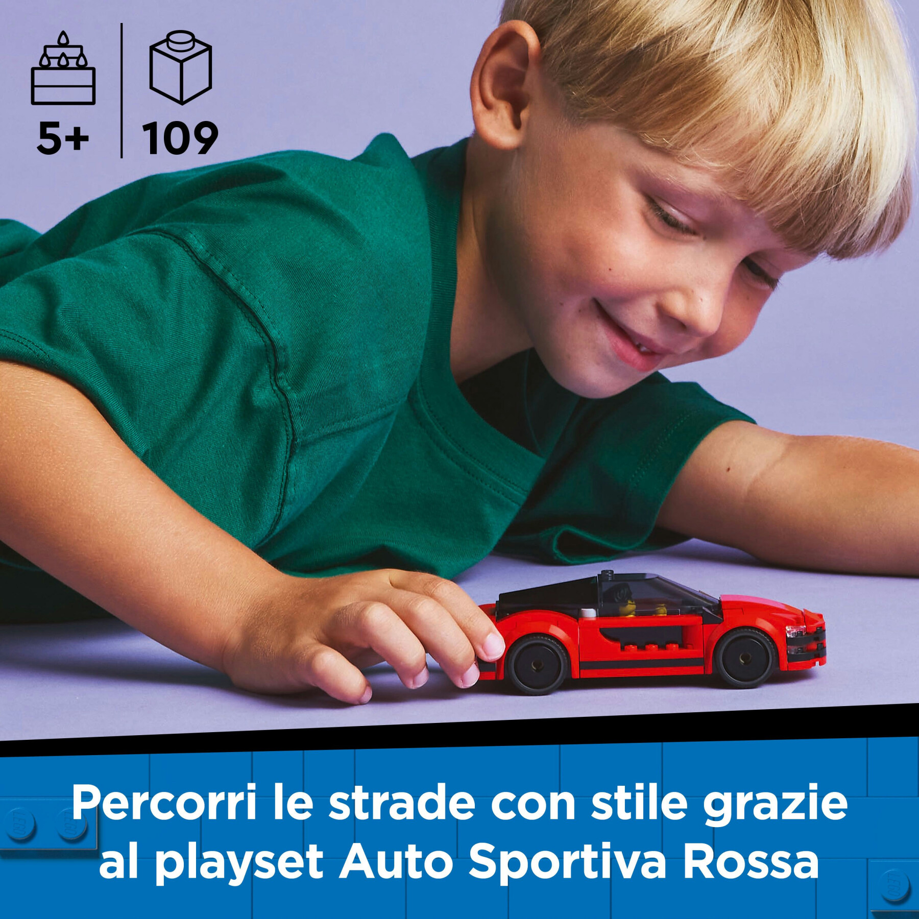 Lego city 60448 auto sportiva rossa - macchina giocattolo, giochi educativi per bambini 5+, regalo con minifigure e accessori - LEGO CITY