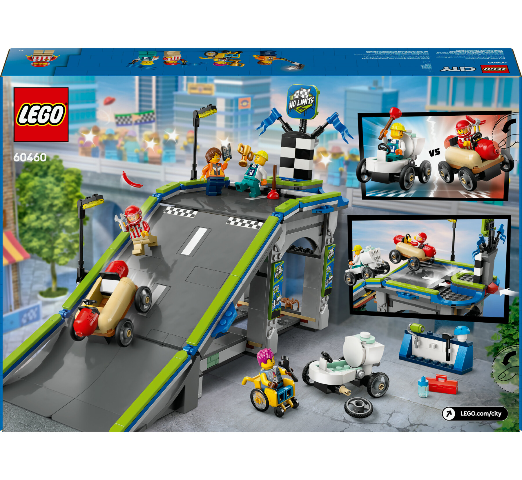 Lego city 60460 nessun limite: gara sulla pista a rampe, giocattolo con 2 modelli di auto e 4 minifigure, giochi bambini 6+ - LEGO CITY