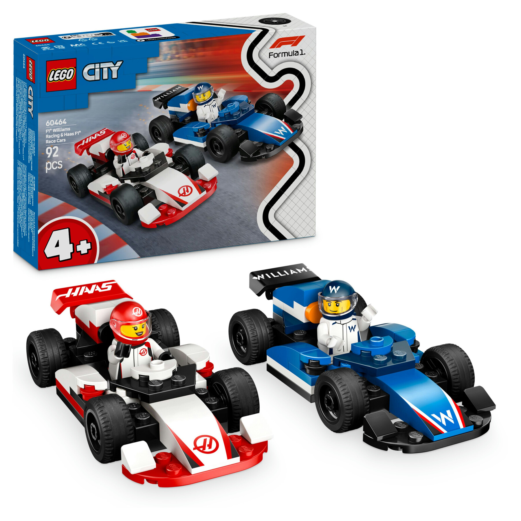 Lego city 60464 williams racing e haas f1, 2 modelli di auto con 2 minifigure, regalo bambini4+ fan delle macchine giocattolo - LEGO CITY