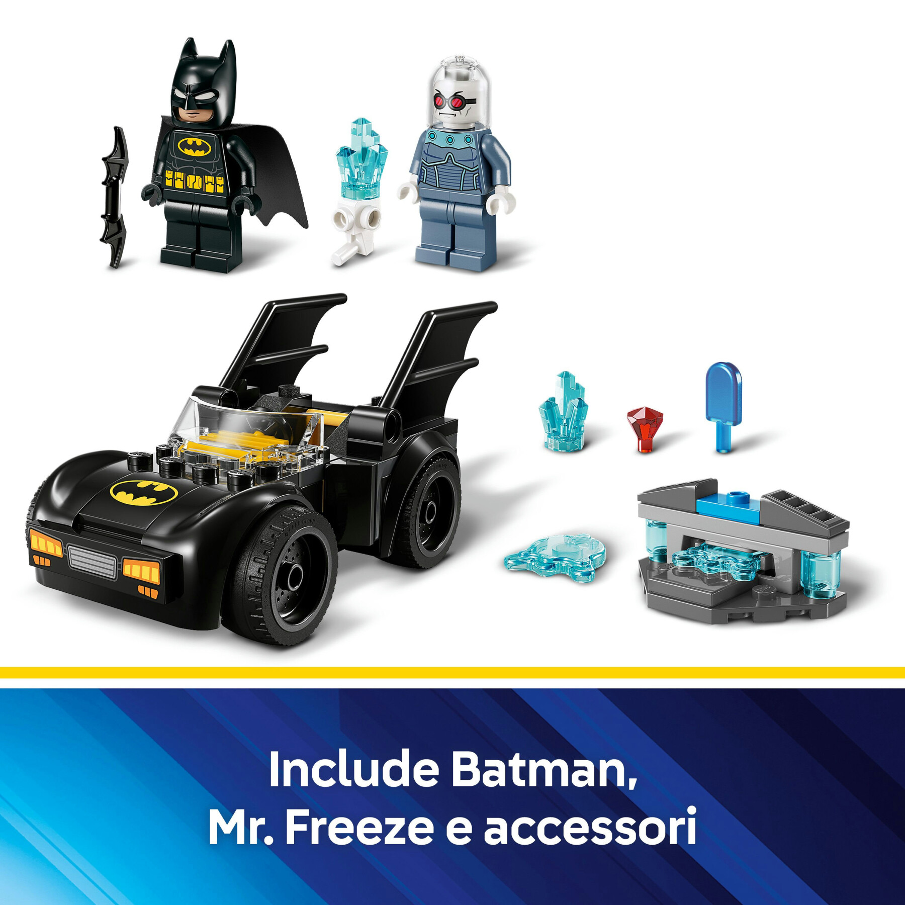 Lego dc 76301 batman e batmobile contro mr. freeze, macchina giocattolo del supereroe con 2 minifigure, giochi per bambini 4+ - LEGO SUPER HEROES