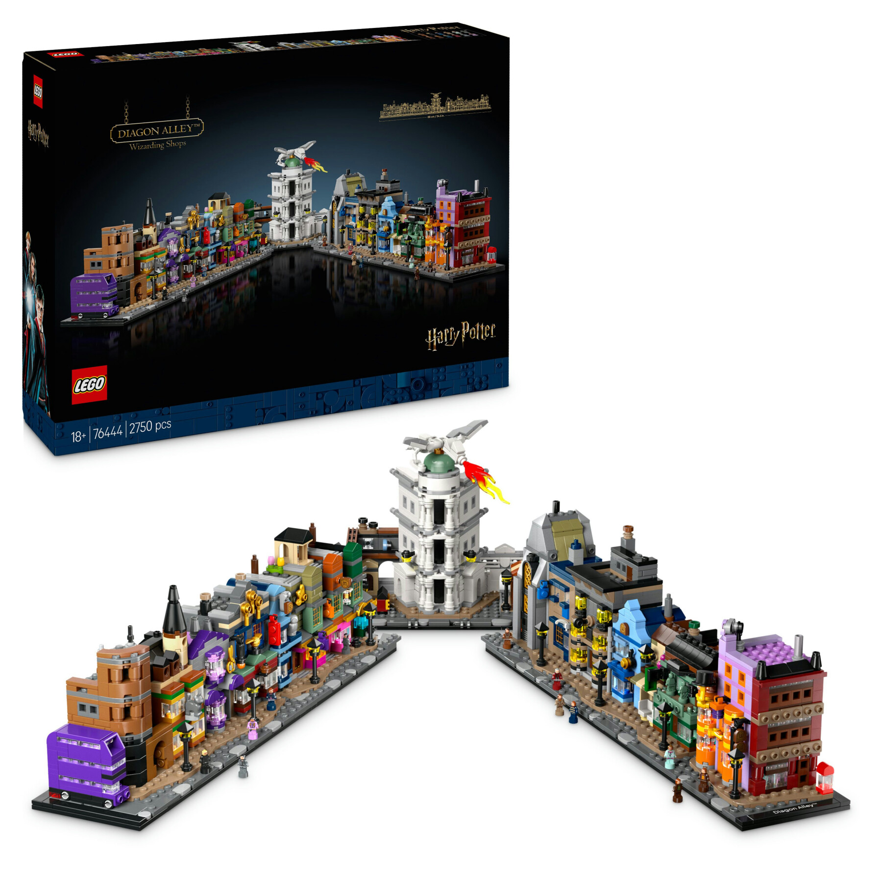 Lego harry potter 76444 negozi di magia di diagon alley, kit modellismo per adulti in microscala con edifici e 12 personaggi - LEGO® Harry Potter™