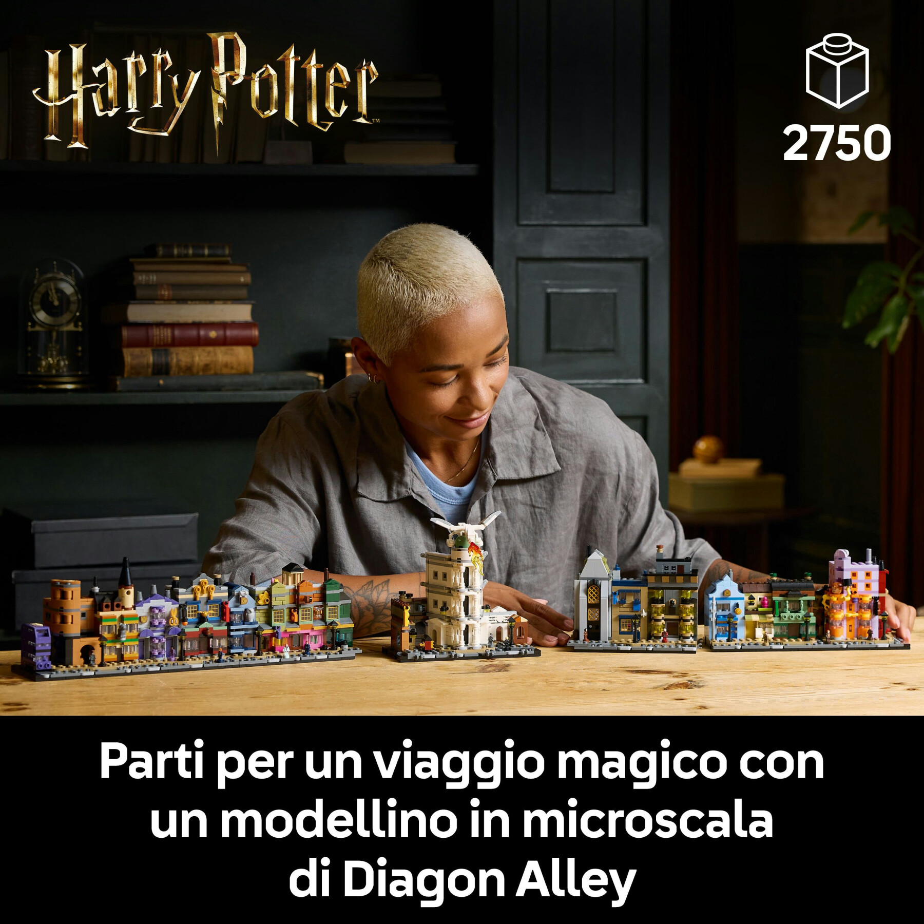 Lego harry potter 76444 negozi di magia di diagon alley, kit modellismo per adulti in microscala con edifici e 12 personaggi - LEGO® Harry Potter™