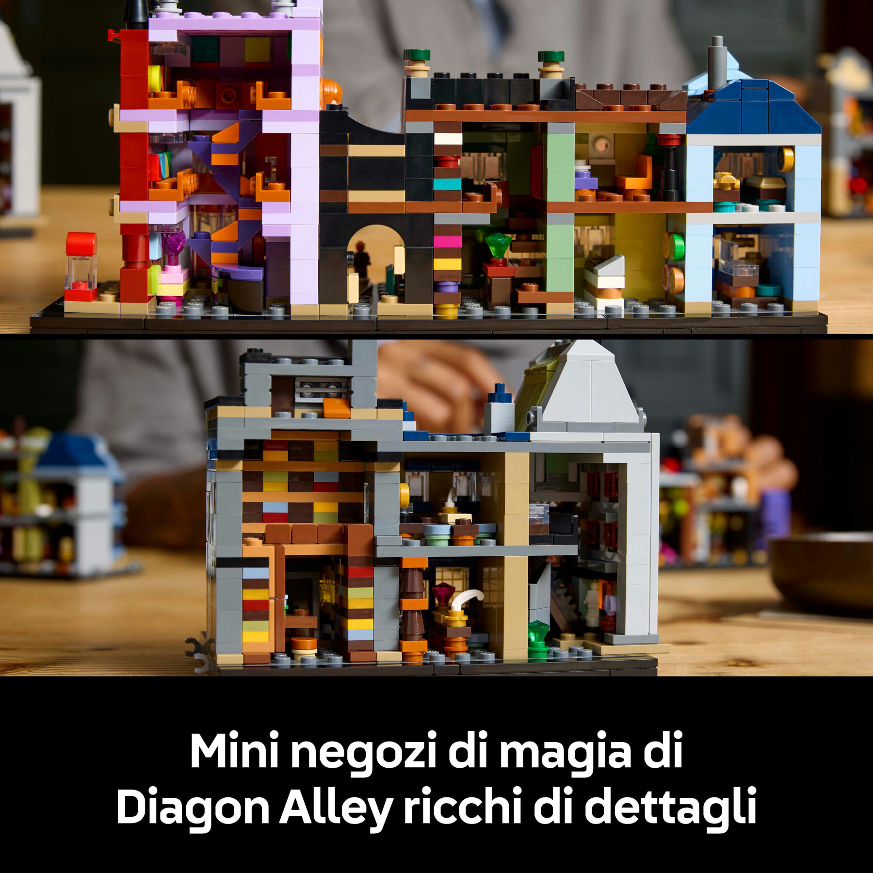 Lego harry potter 76444 negozi di magia di diagon alley, kit modellismo per adulti in microscala con edifici e 12 personaggi - LEGO® Harry Potter™