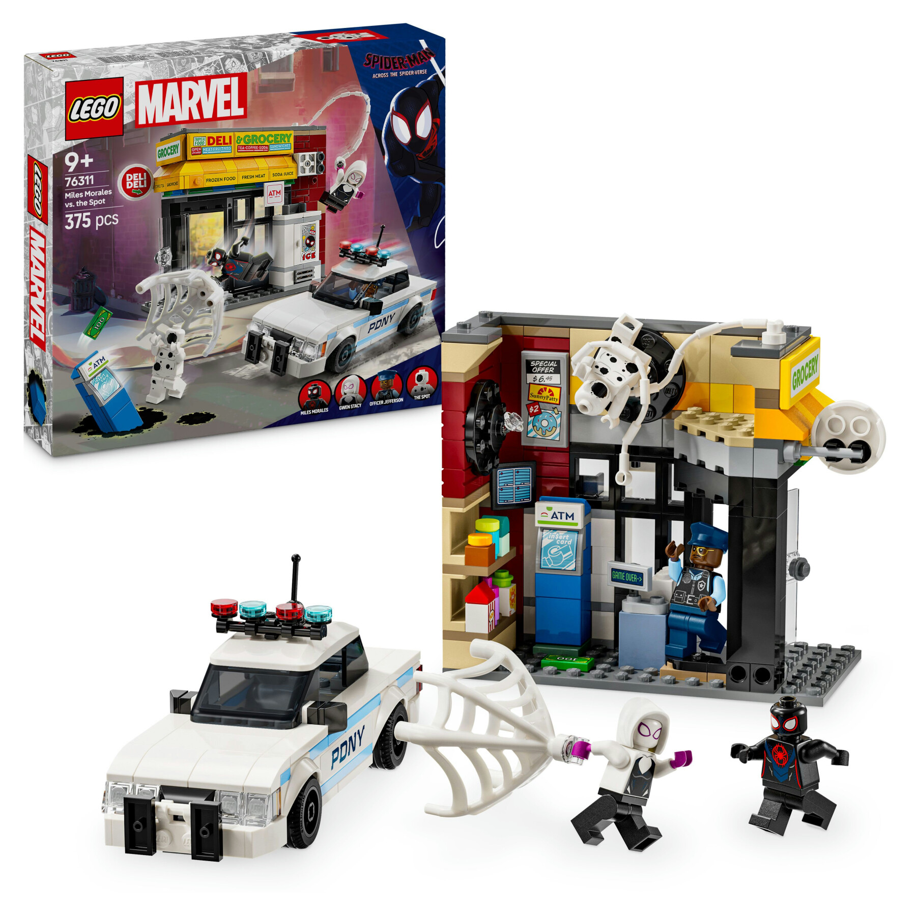 Lego marvel 76311 spider-verse: miles morales contro la macchia, edificio e macchina giocattolo da costruire, giochi bambini9+ - LEGO SUPER HEROES