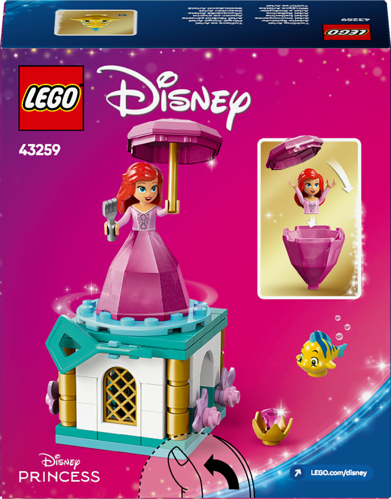 Lego  disney princess 43259 ariel ballerina, giochi da principesse per bambine 5+ con supporto girevole per mini bambolina - LEGO DISNEY PRINCESS