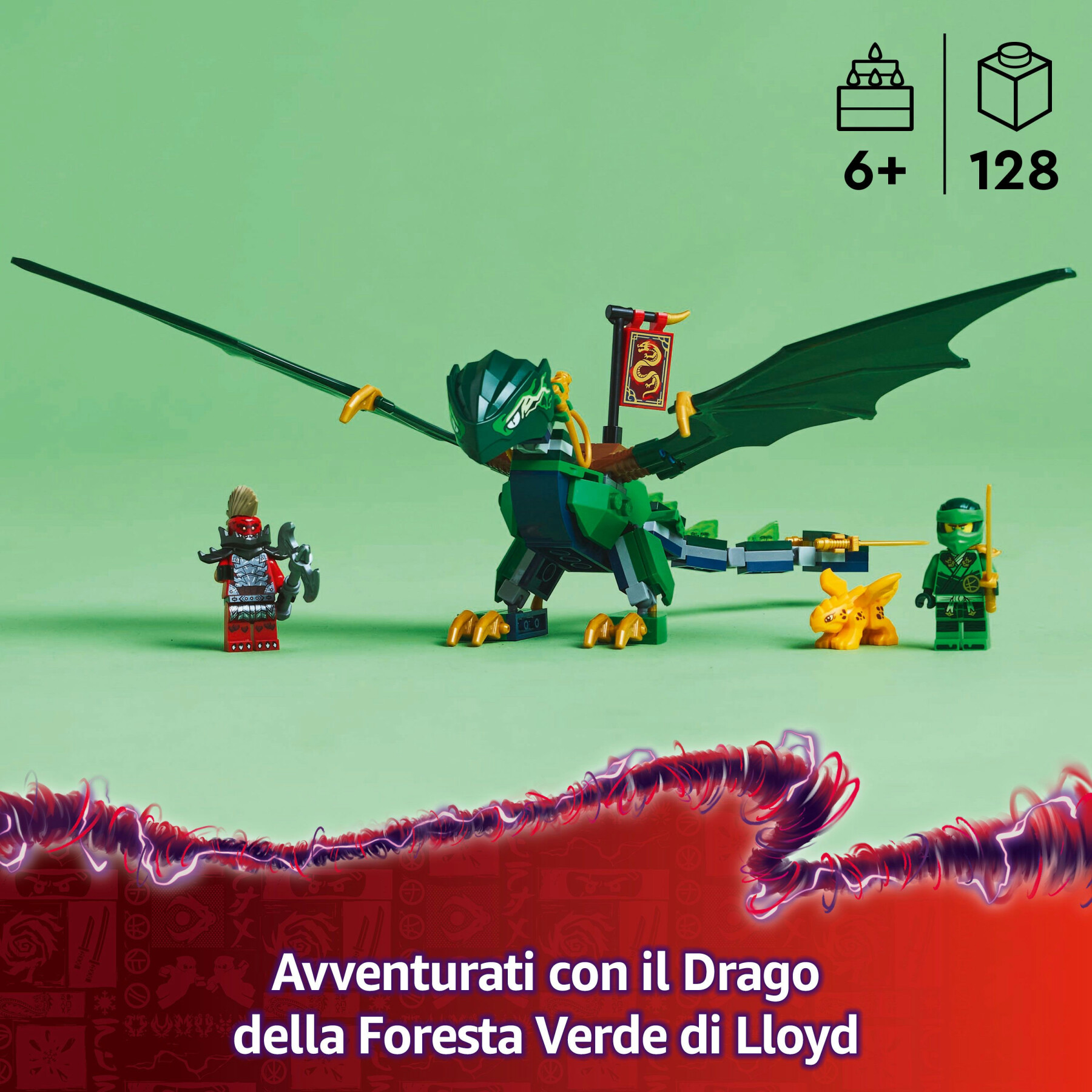 Lego ninjago drago della foresta verde di lloyd - giocattolo snodabile da costruire con 2 minifigure e armi, giochi bambini 6+ - LEGO NINJAGO