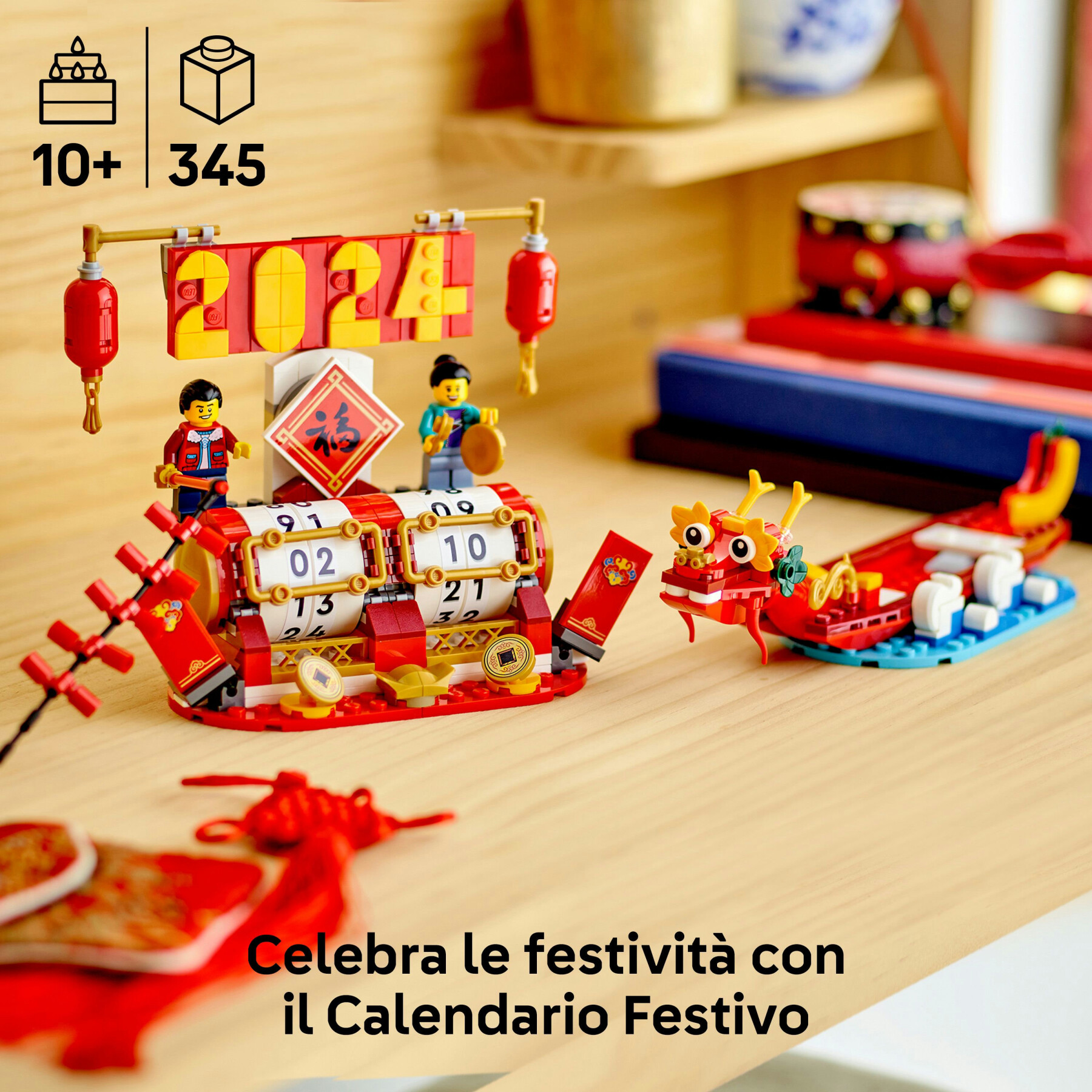 Lego 40678 calendario festivo, giochi creativi per bambini, 2 opzioni di costruzione, regalo per fan delle tradizioni cinesi - Lego