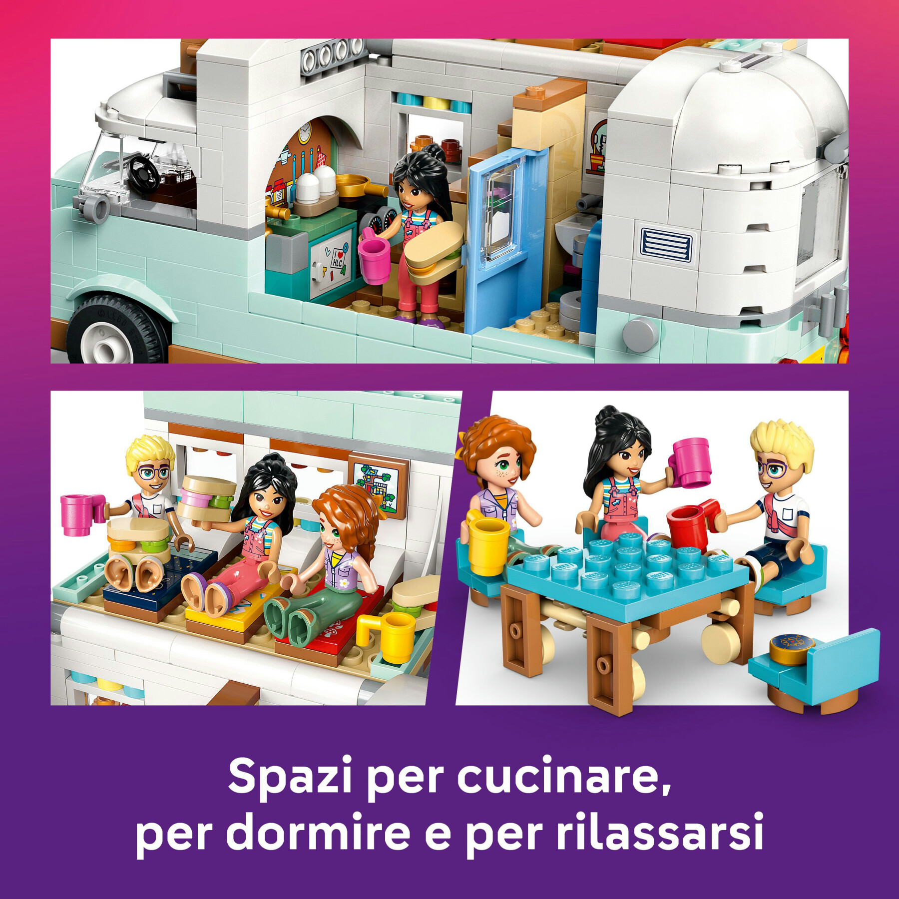 Lego friends 42663 avventura sul camper dell’amicizia, giochi di ruolo bambine 7+, personaggi, veicolo giocattolo e accessori - LEGO FRIENDS