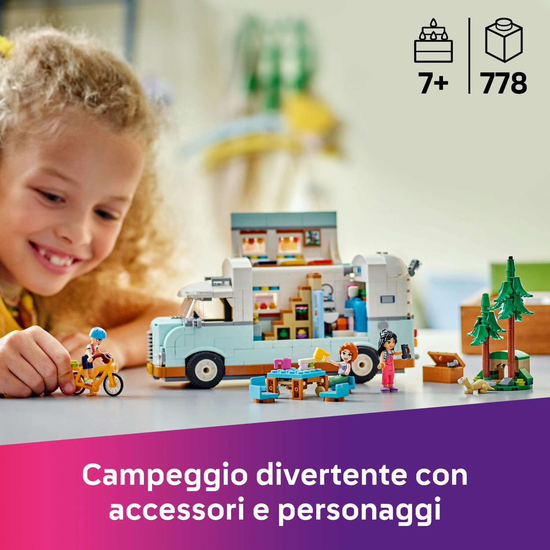 Lego friends 42663 avventura sul camper dell’amicizia, giochi di ruolo bambine 7+, personaggi, veicolo giocattolo e accessori - LEGO FRIENDS