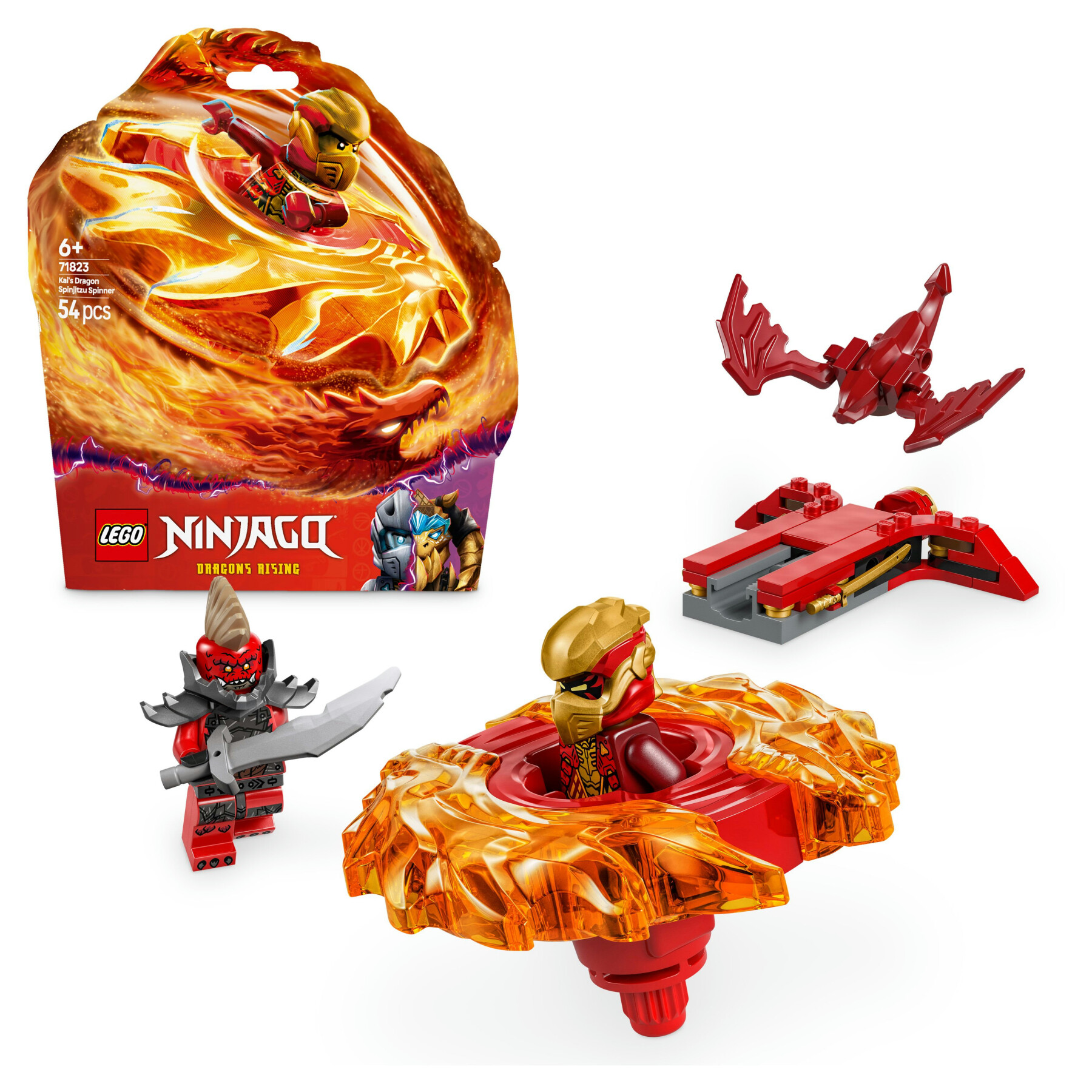 Lego ninjago 71823 spinner del drago spinjitzu di kai - trottola giocattolo con 2 minifigure e armi, giochi per bambini 6+ - LEGO NINJAGO