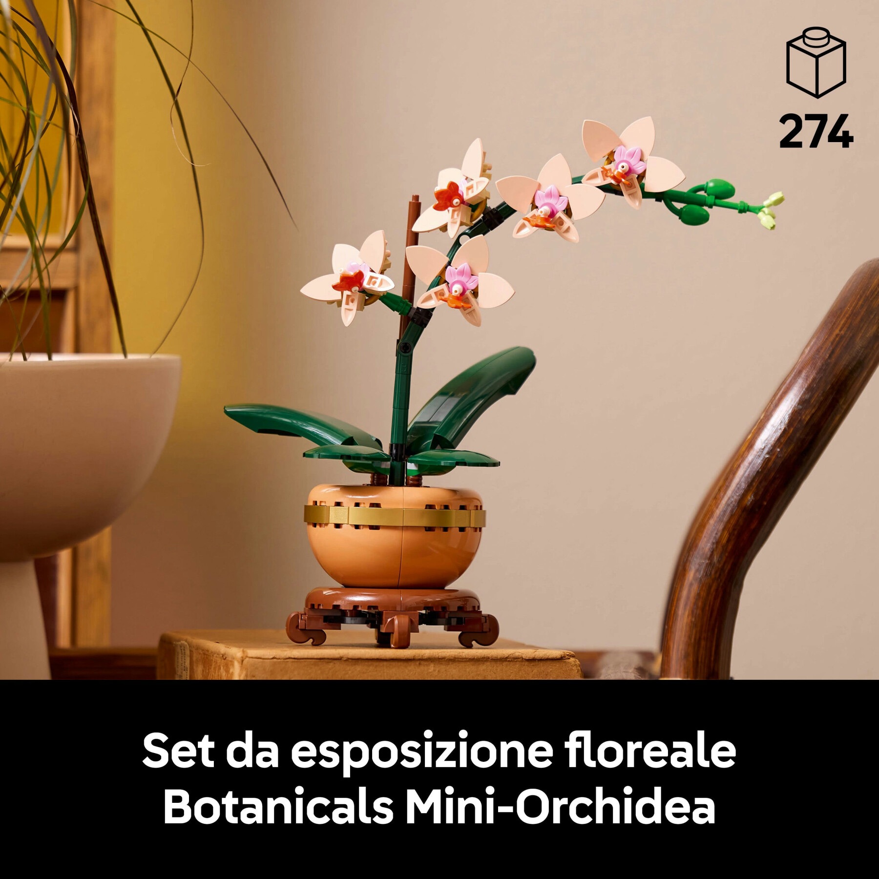 Lego botanicals 10343 mini-orchidea, fiori finti da costruire, botanical collection per adulti, idea regalo per donna o uomo - LEGO ICONS