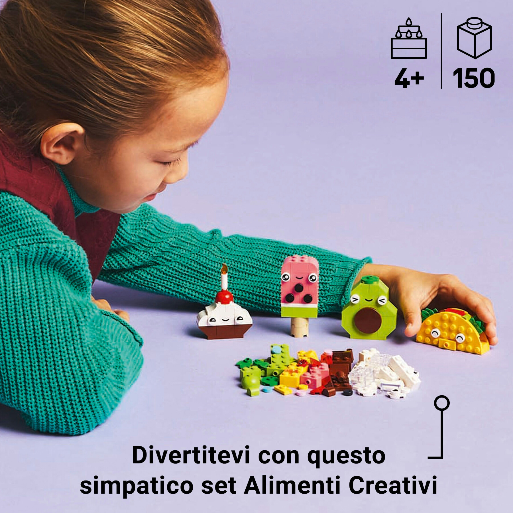 Lego classic 11039 alimenti creativi, set di giochi di fantasia per bambini 4+ con cibo giocattolo da costruire, idea regalo - LEGO CLASSIC