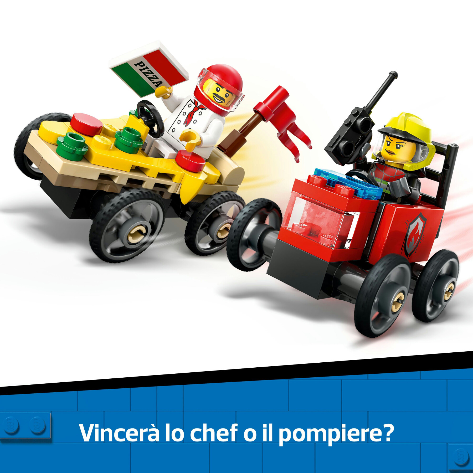 Lego city 60458 pack veicoli da corsa: pizzaiolo contro pompiere, macchine giocattolo con 2 minifigure, giochi per bambini 5+ - LEGO CITY