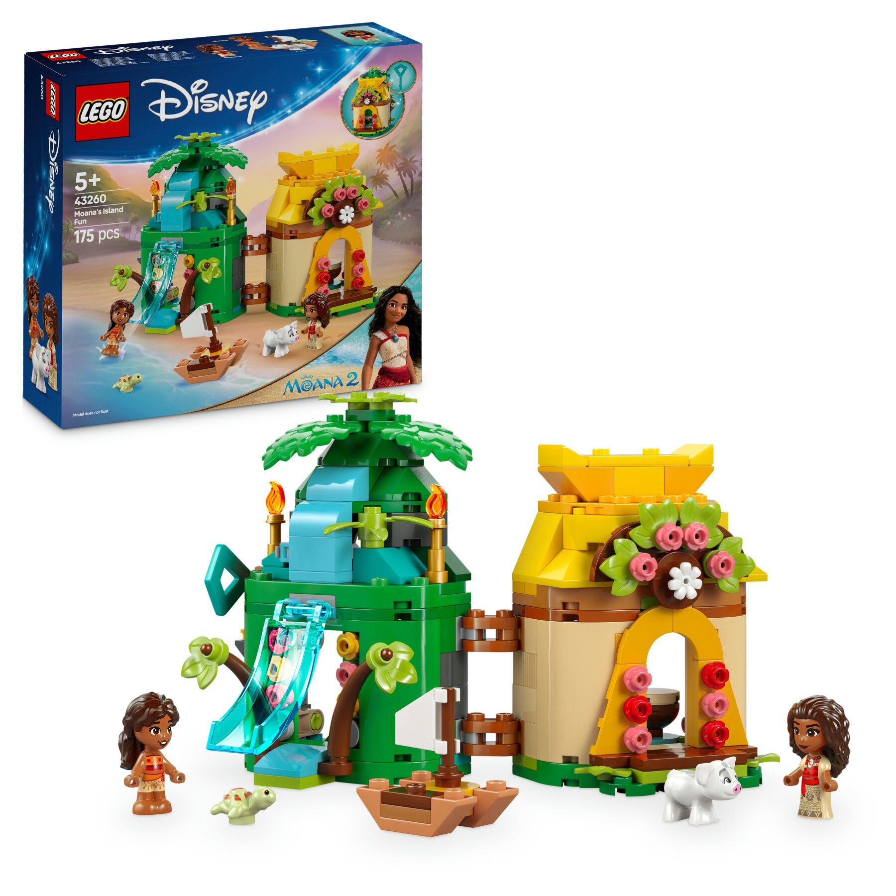 Lego  disney 43260 divertimento sull’isola di vaiana, casa delle bambole giocattolo, giochi bambini 5+, regalo da principesse - Lego