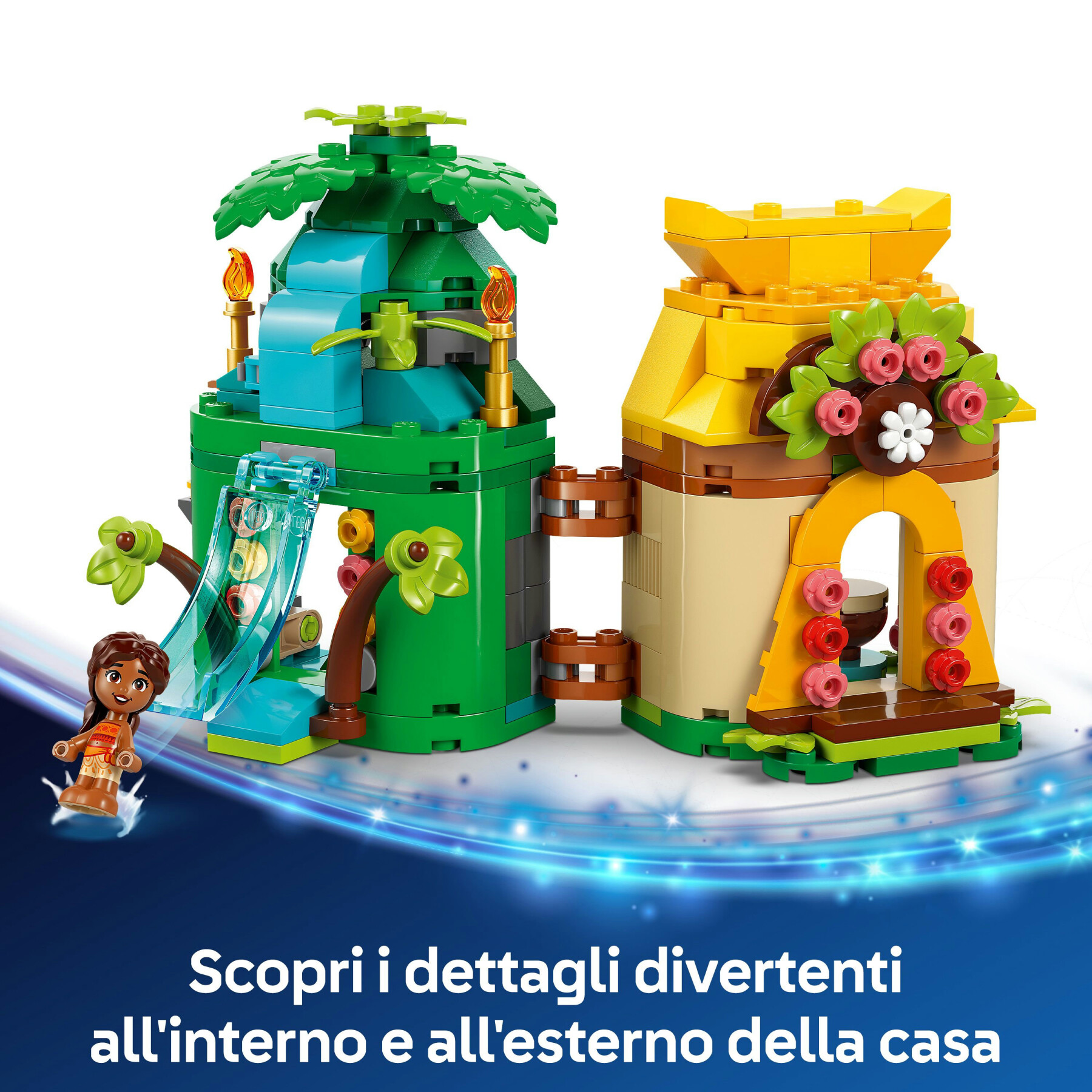 Lego  disney 43260 divertimento sull’isola di vaiana, casa delle bambole giocattolo, giochi bambini 5+, regalo da principesse - Lego