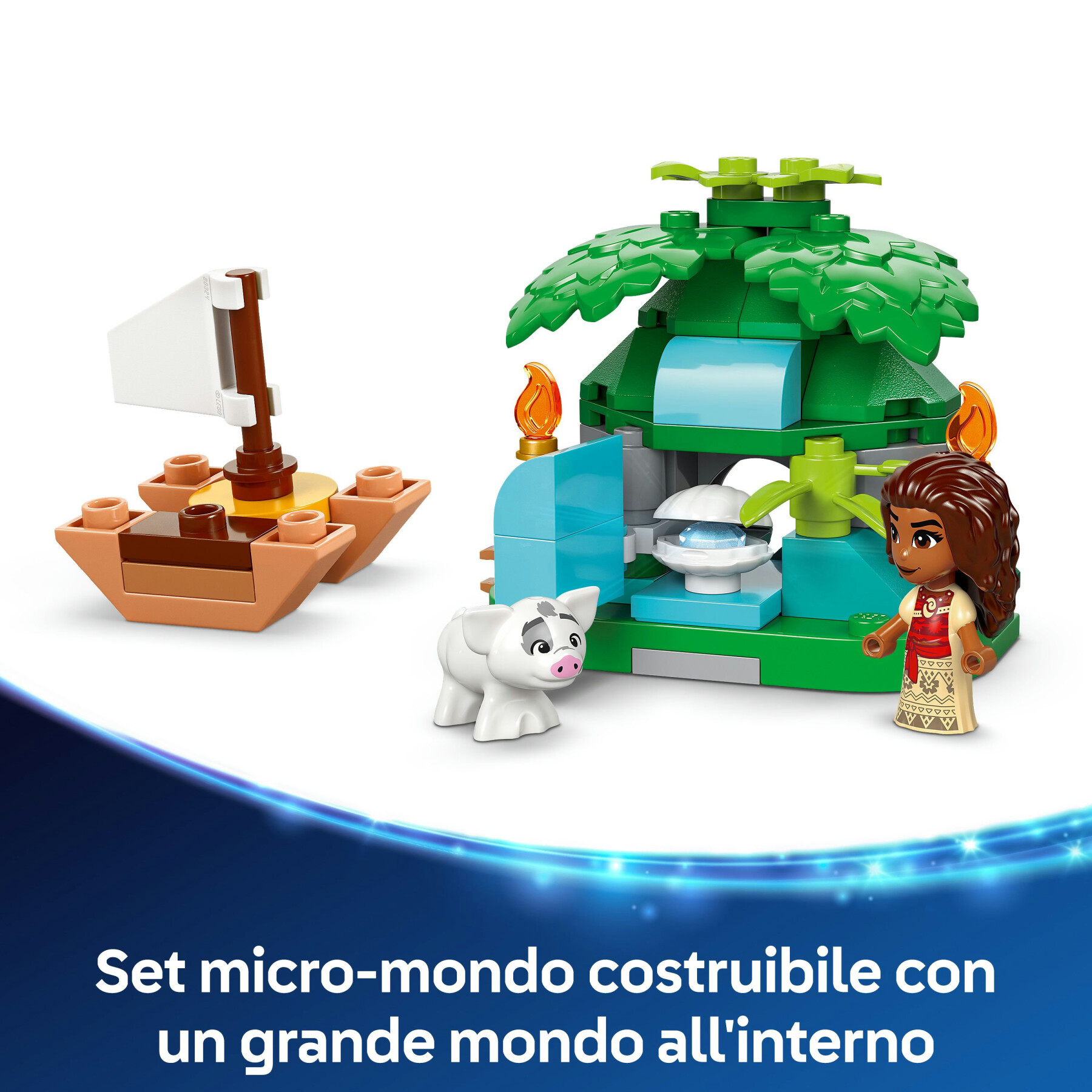 Lego  disney 43260 divertimento sull’isola di vaiana, casa delle bambole giocattolo, giochi bambini 5+, regalo da principesse - Lego