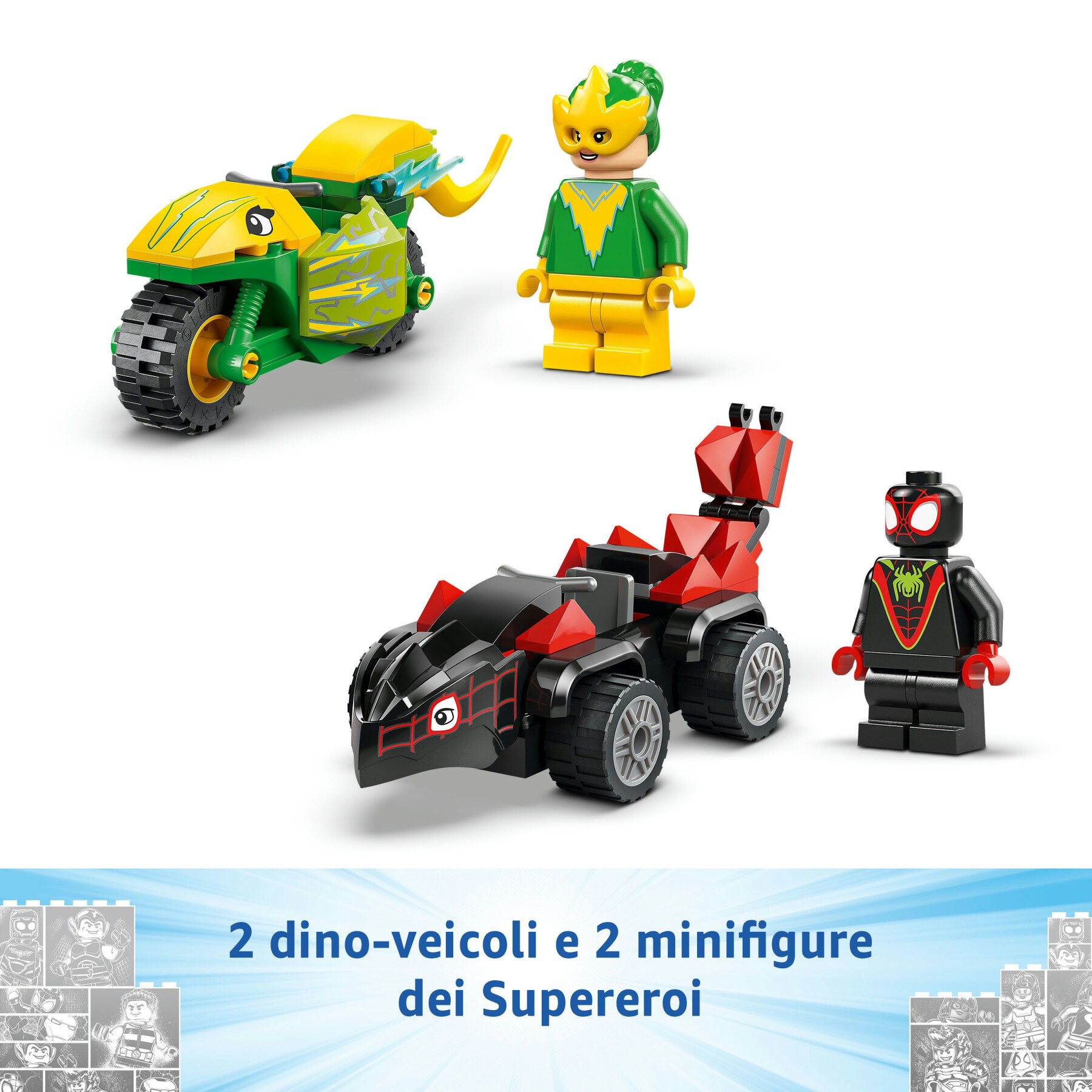 Lego spidey e i suoi fantastici amici 11198 inseguimento sui dino-veicoli di spin ed electro, giochi educativi per bambini 4+ - LEGO SUPER HEROES