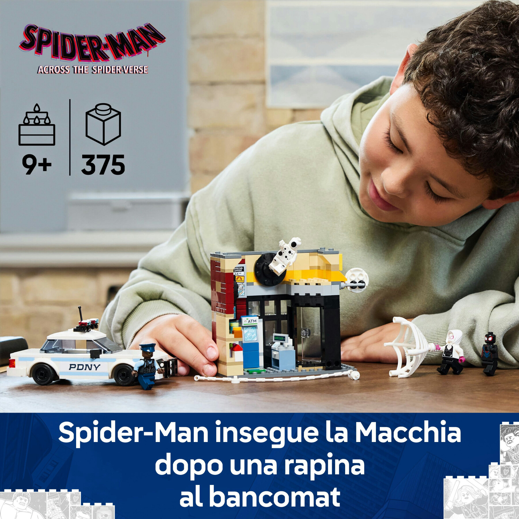 Lego marvel 76311 spider-verse: miles morales contro la macchia, edificio e macchina giocattolo da costruire, giochi bambini9+ - LEGO SUPER HEROES