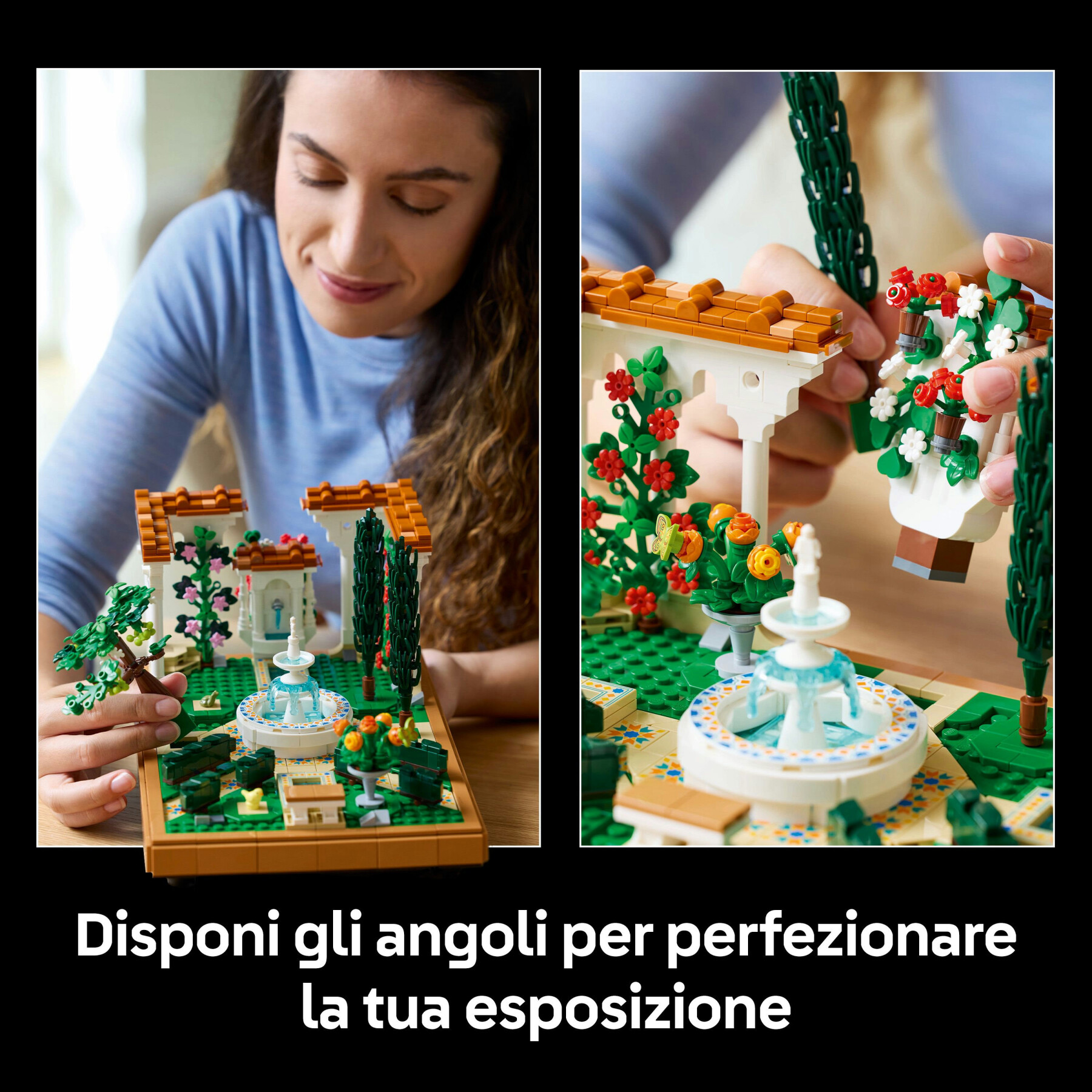 Lego icons 10359 il giardino della fontana, modellino da costruire per adulti da collezione, idea regalo per donna o uomo - LEGO ICONS