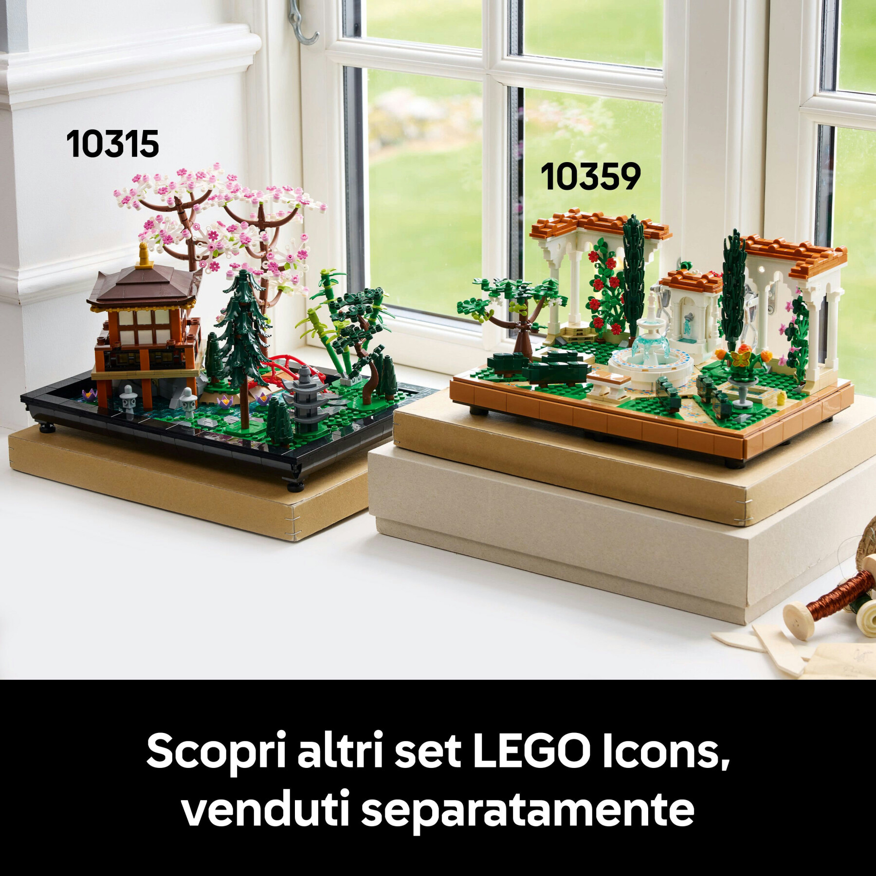 Lego icons 10359 il giardino della fontana, modellino da costruire per adulti da collezione, idea regalo per donna o uomo - LEGO ICONS