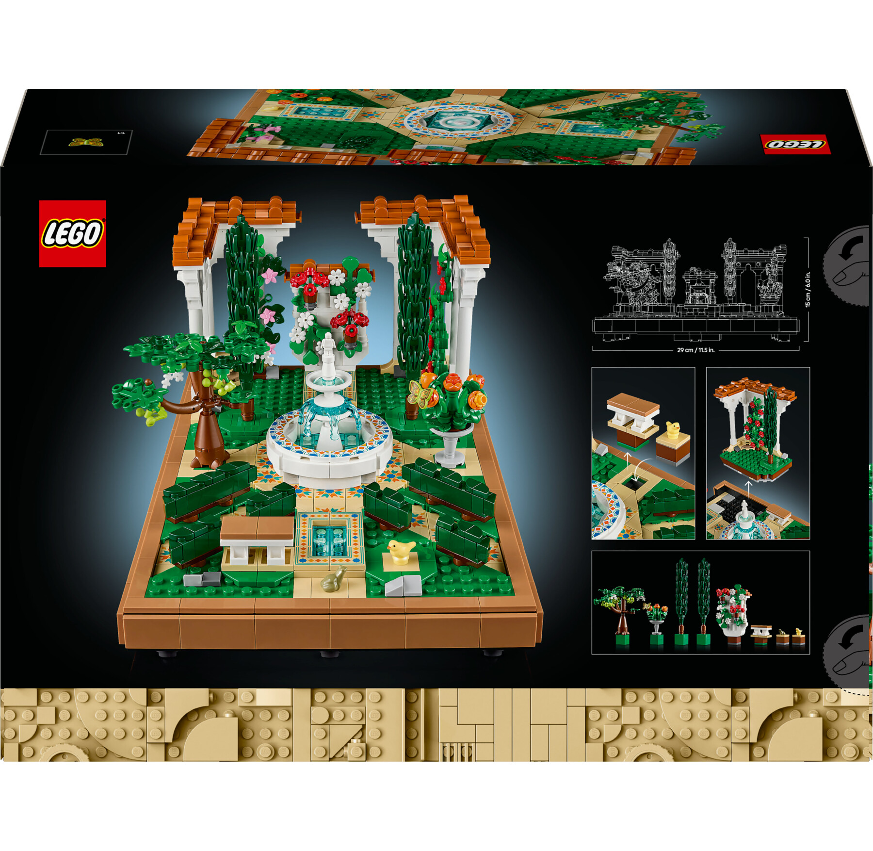 Lego icons 10359 il giardino della fontana, modellino da costruire per adulti da collezione, idea regalo per donna o uomo - LEGO ICONS