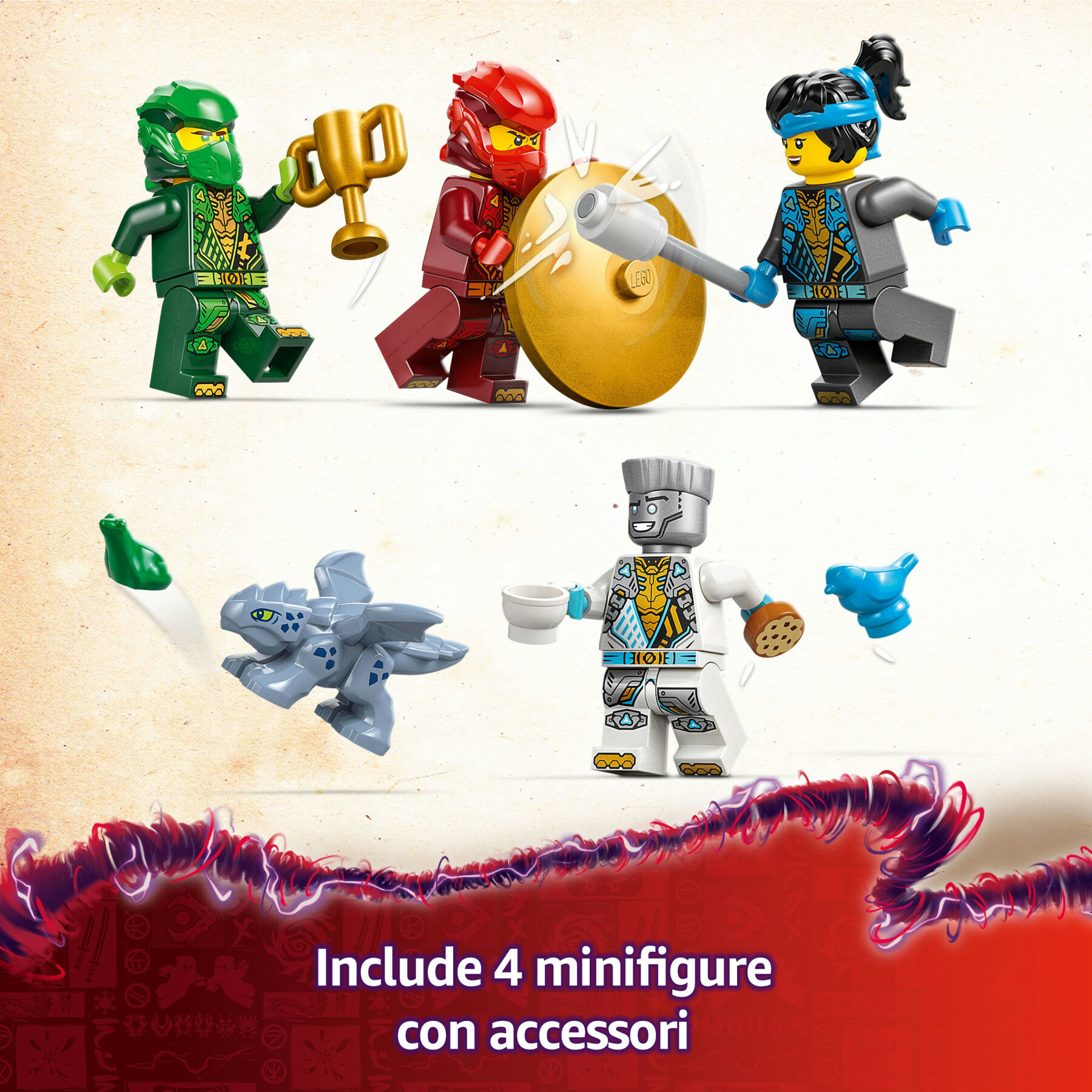 Lego ninjago 71831 tempio dello spinjitzu ninja - set giocattolo con 4 minifigure, drago, armi e accessori, giochi bambini 4+ - LEGO NINJAGO