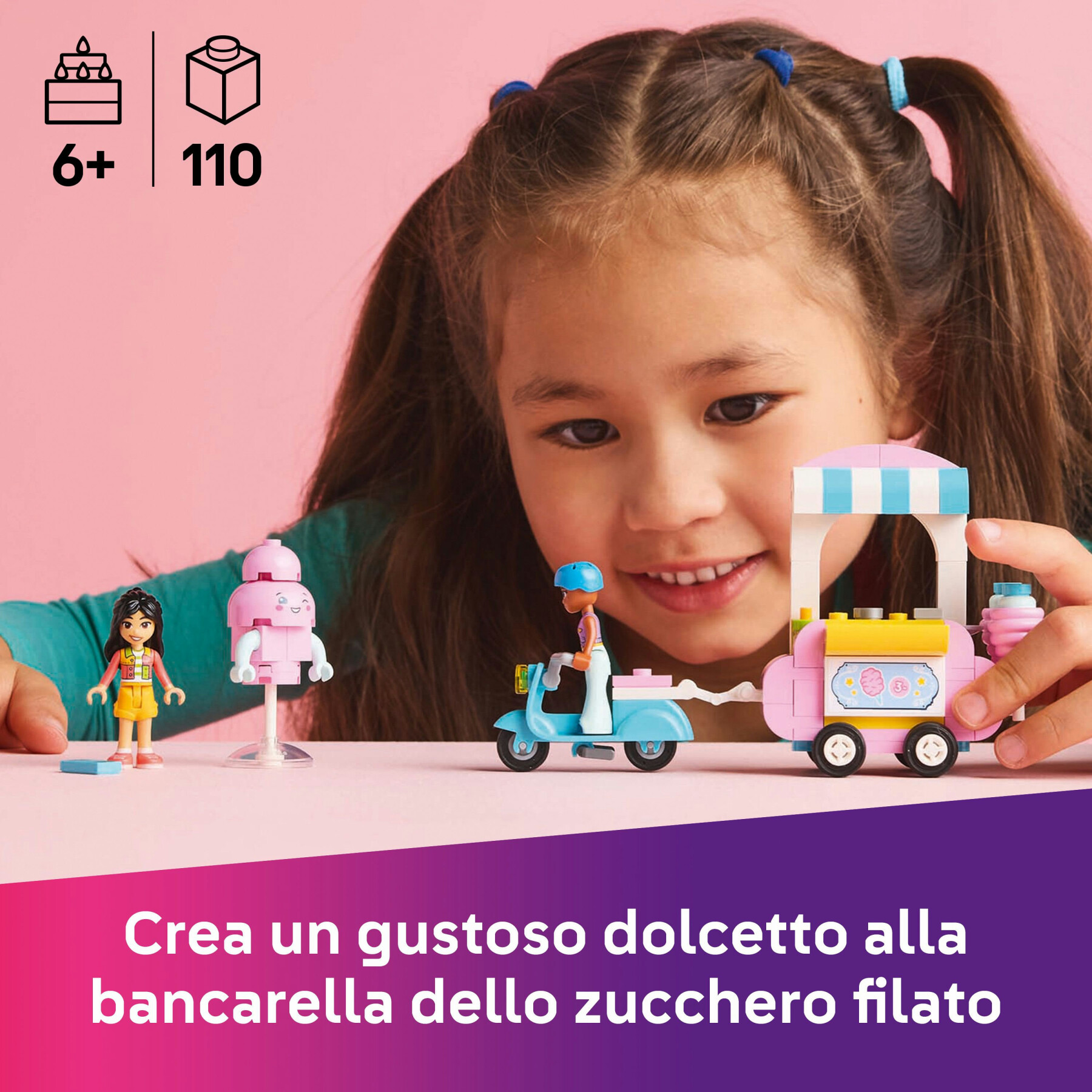 Lego friends 42643 bancarella di zucchero filato e scooter, giochi di ruolo creativi bambine 6+ con veicolo e mini bamboline - LEGO FRIENDS