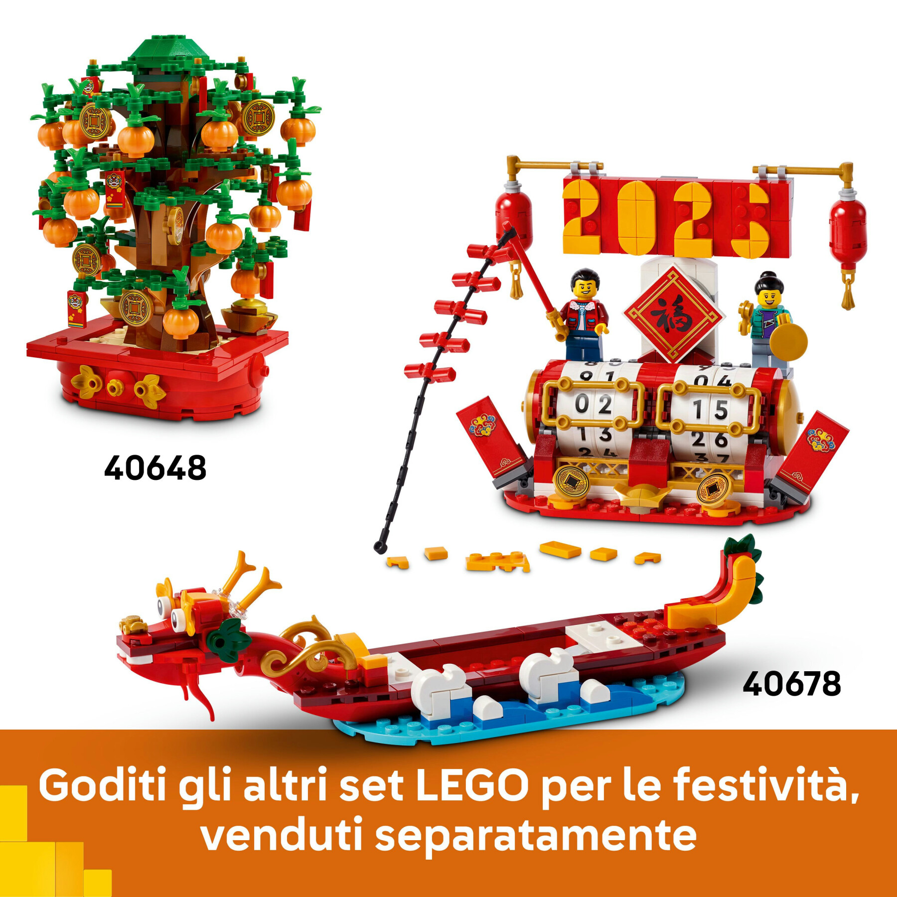 Lego 40678 calendario festivo, giochi creativi per bambini, 2 opzioni di costruzione, regalo per fan delle tradizioni cinesi - Lego