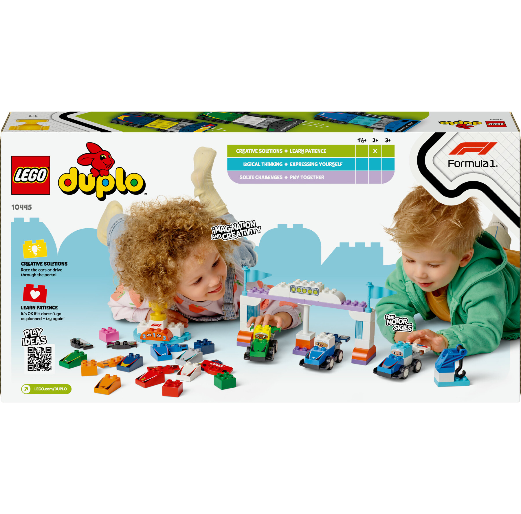 Lego duplo 10445 auto da corsa e piloti team f1, macchina giocattolo da costruire, giochi creativi e didattici per bambini 2+ - LEGO DUPLO