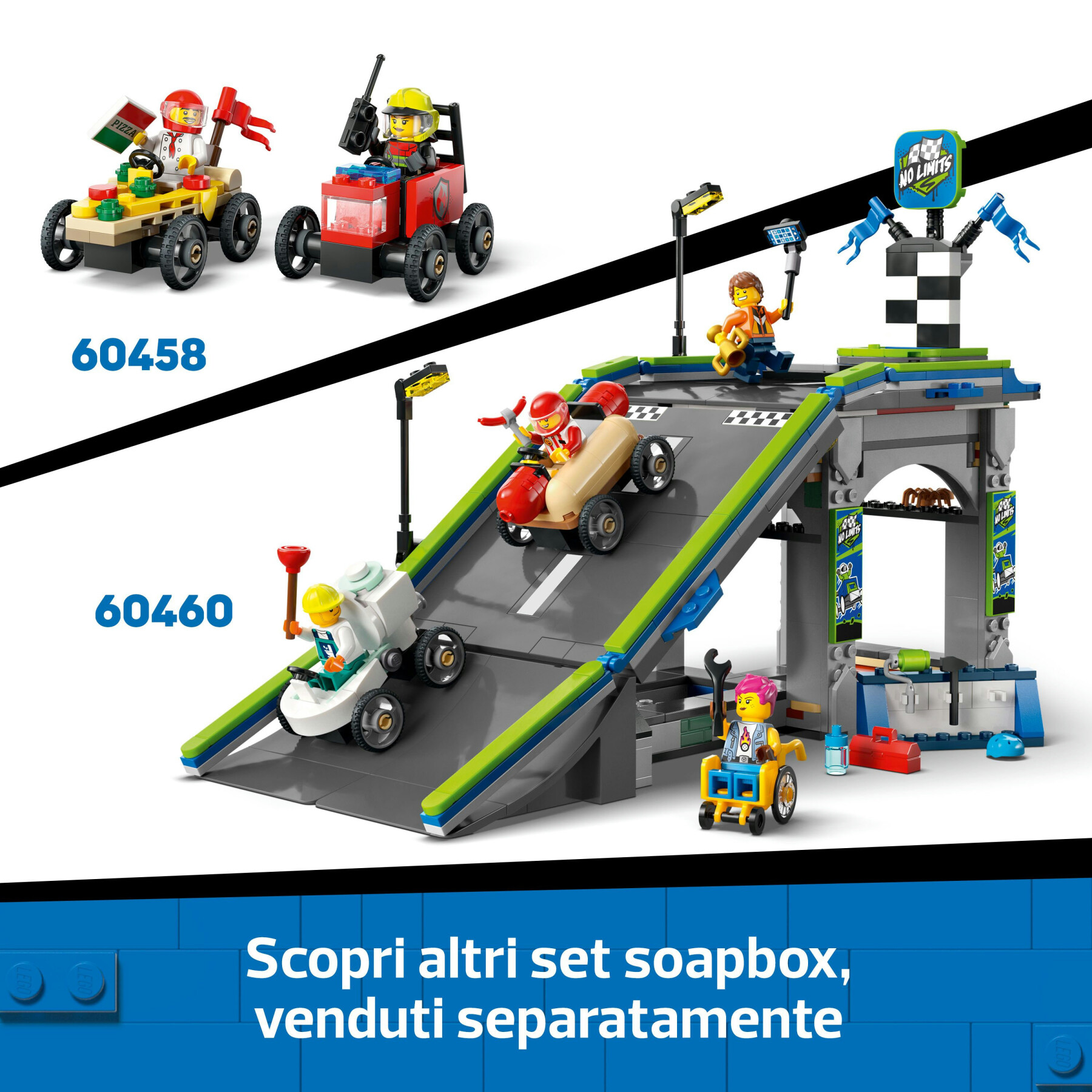 Lego city 60459 pack veicoli da corsa: aereo contro letto d’ospedale, auto giocattolo con 2 minifigure, giochi per bambini 5+ - LEGO CITY