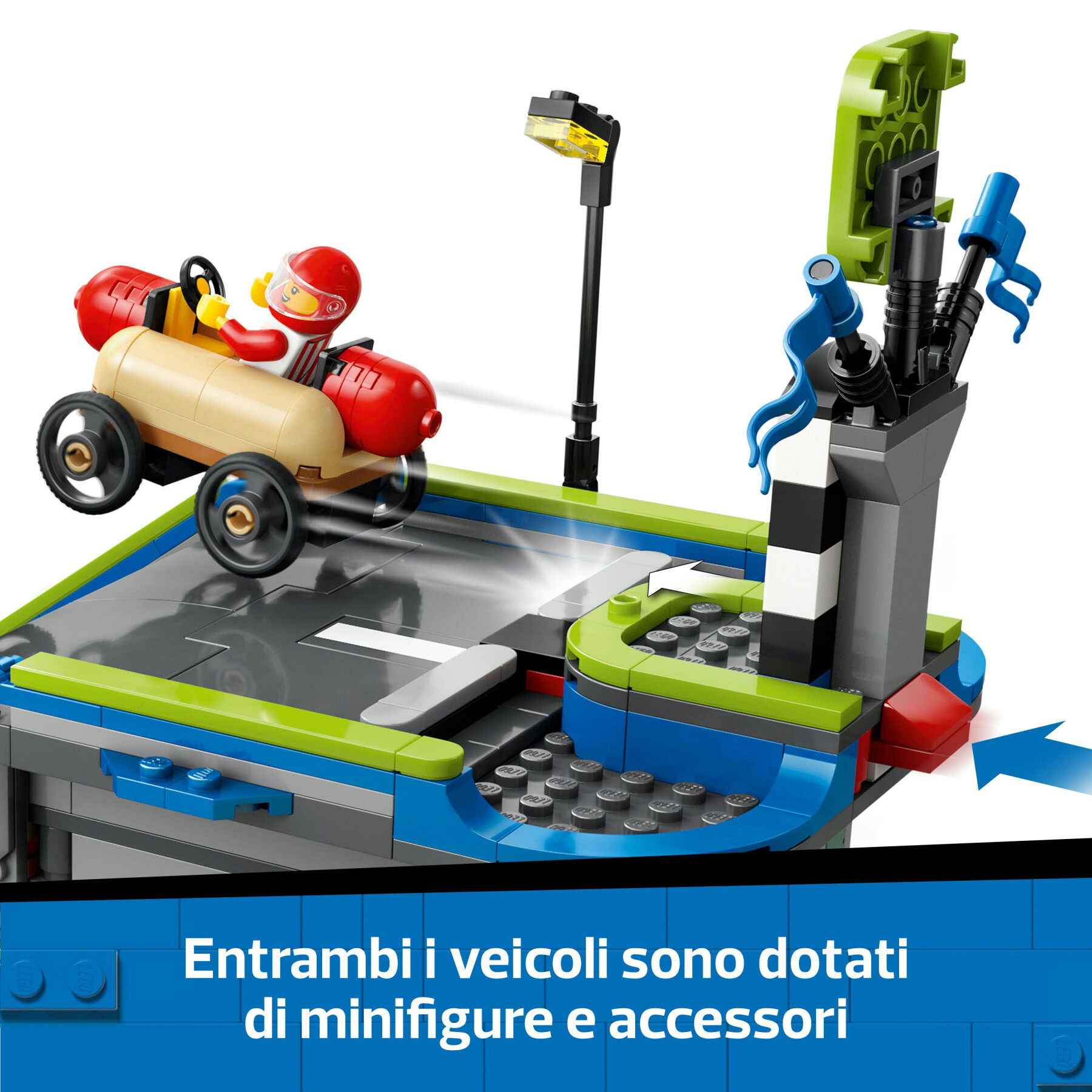 Lego city 60460 nessun limite: gara sulla pista a rampe, giocattolo con 2 modelli di auto e 4 minifigure, giochi bambini 6+ - LEGO CITY