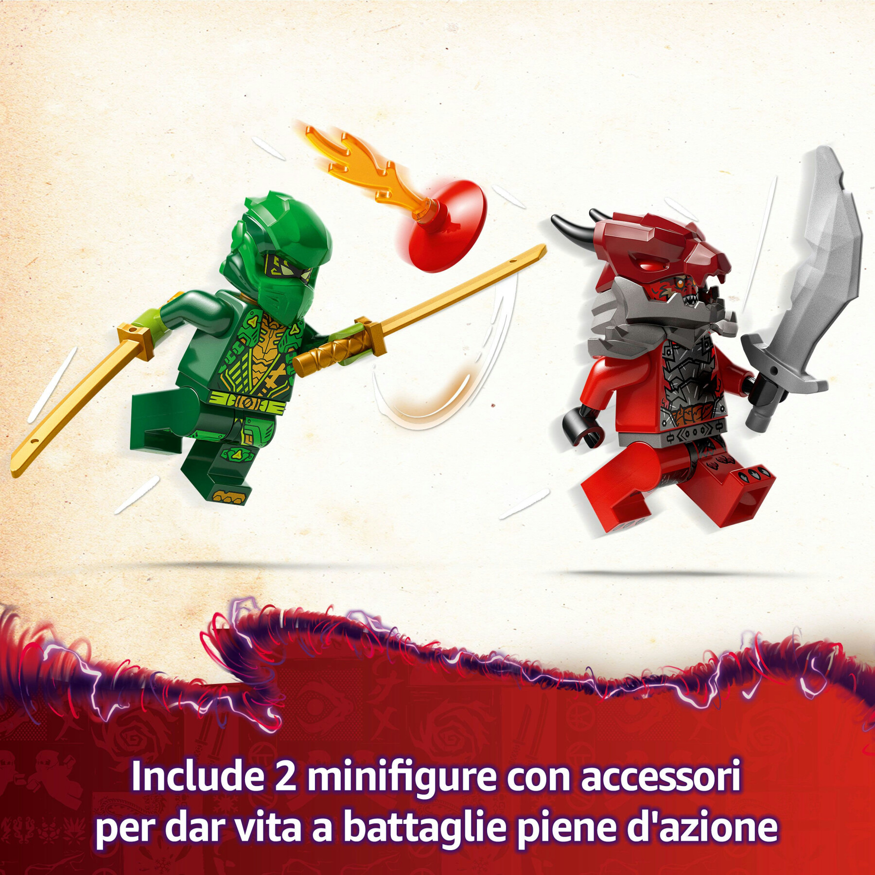 Lego ninjago 71828 racer pull-back di lloyd - modello di auto da corsa giocattolo con 2 minifigure e armi, giochi bambini 7+ - LEGO NINJAGO