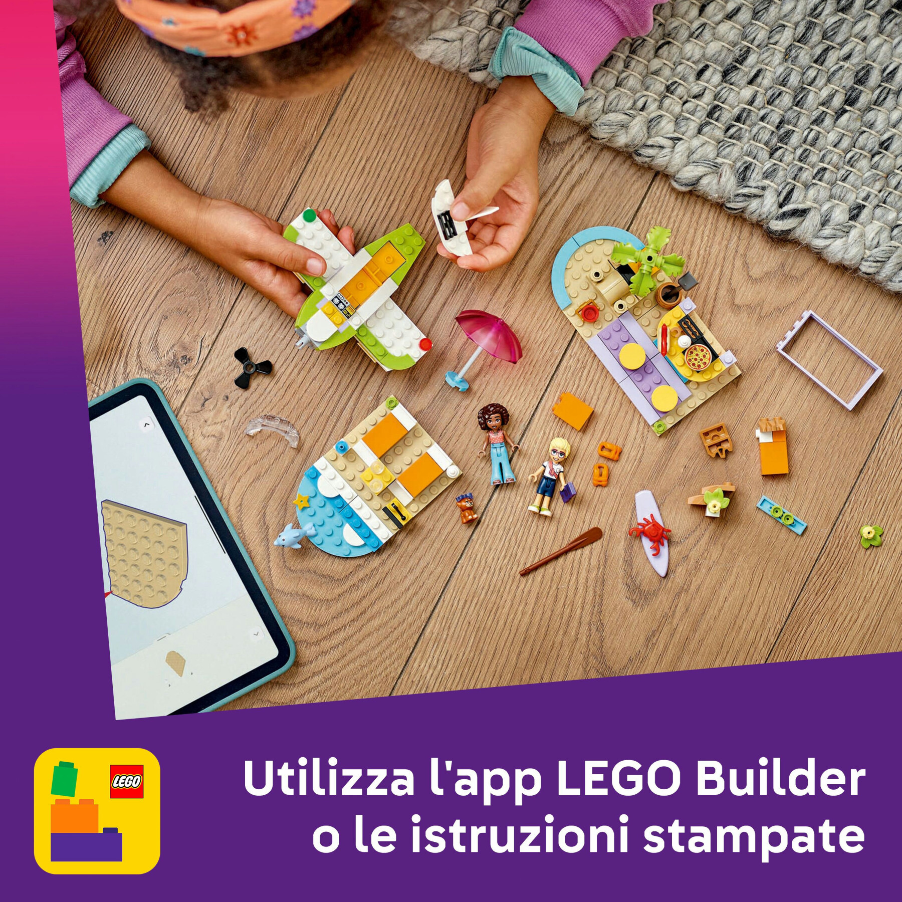 Lego friends 42672 valigia creativa da spiaggia e da viaggio, giochi 2 in 1 per bambine 5+, motoscafo e idrovolante giocattolo - LEGO FRIENDS