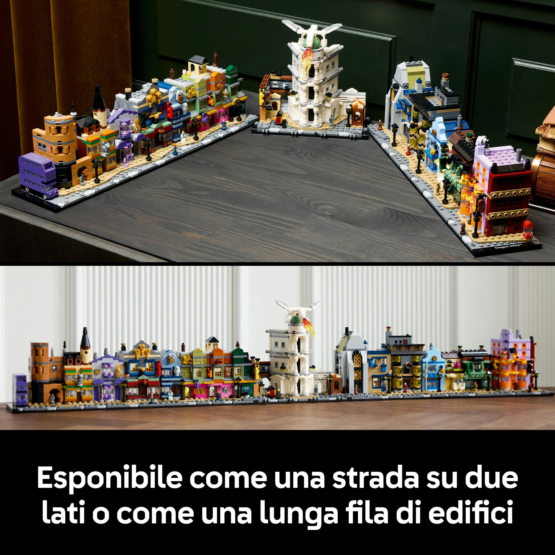 Lego harry potter 76444 negozi di magia di diagon alley, kit modellismo per adulti in microscala con edifici e 12 personaggi - LEGO® Harry Potter™