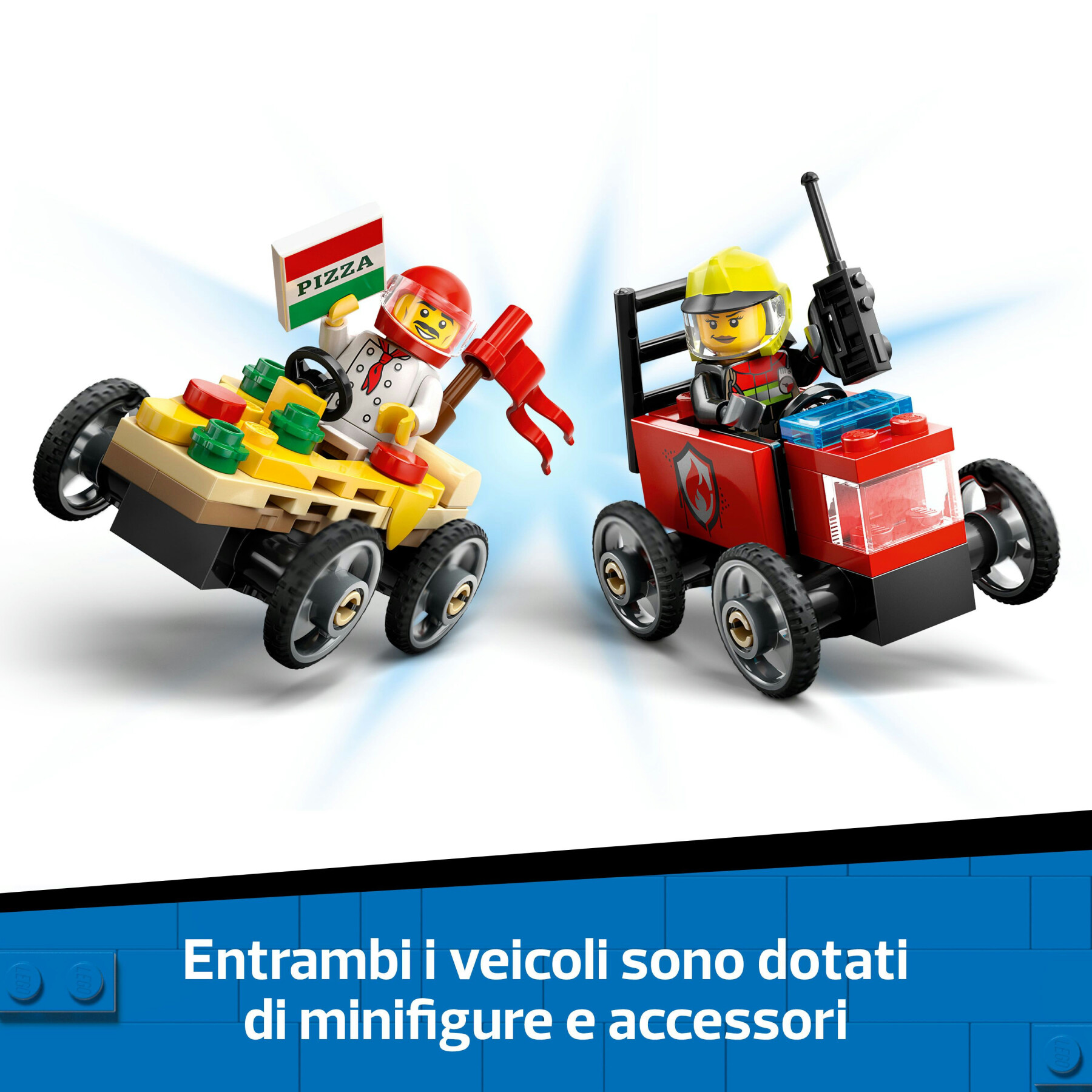 Lego city 60458 pack veicoli da corsa: pizzaiolo contro pompiere, macchine giocattolo con 2 minifigure, giochi per bambini 5+ - LEGO CITY