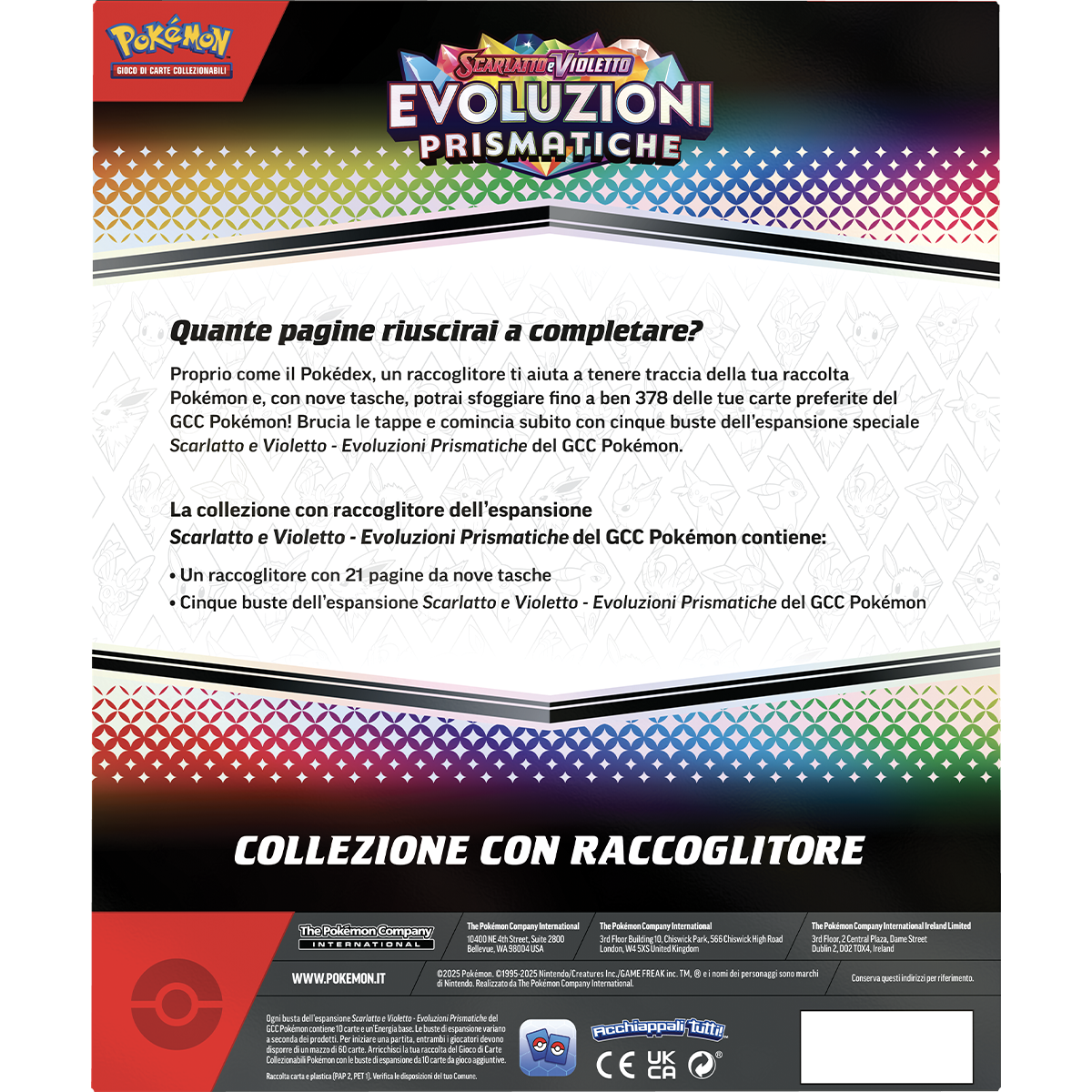 Collezione con raccoglitore dell’espansione  scarlatto e violetto - evoluzioni prismatiche - POKEMON