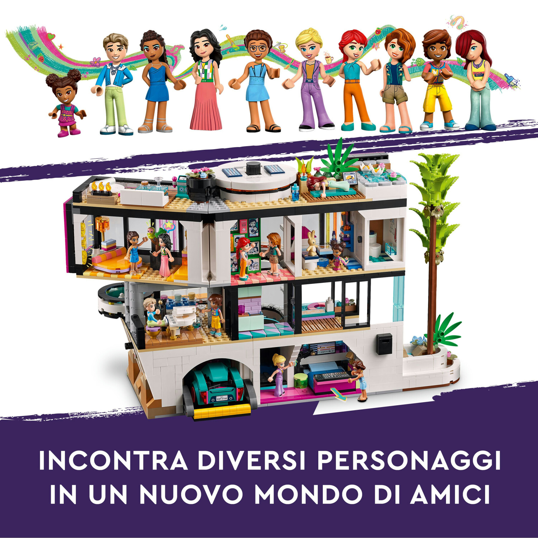 Lego friends 42639 la villa moderna di andrea, giochi per bambini 14+, casa delle bambole giocattolo, regalo di compleanno - LEGO FRIENDS