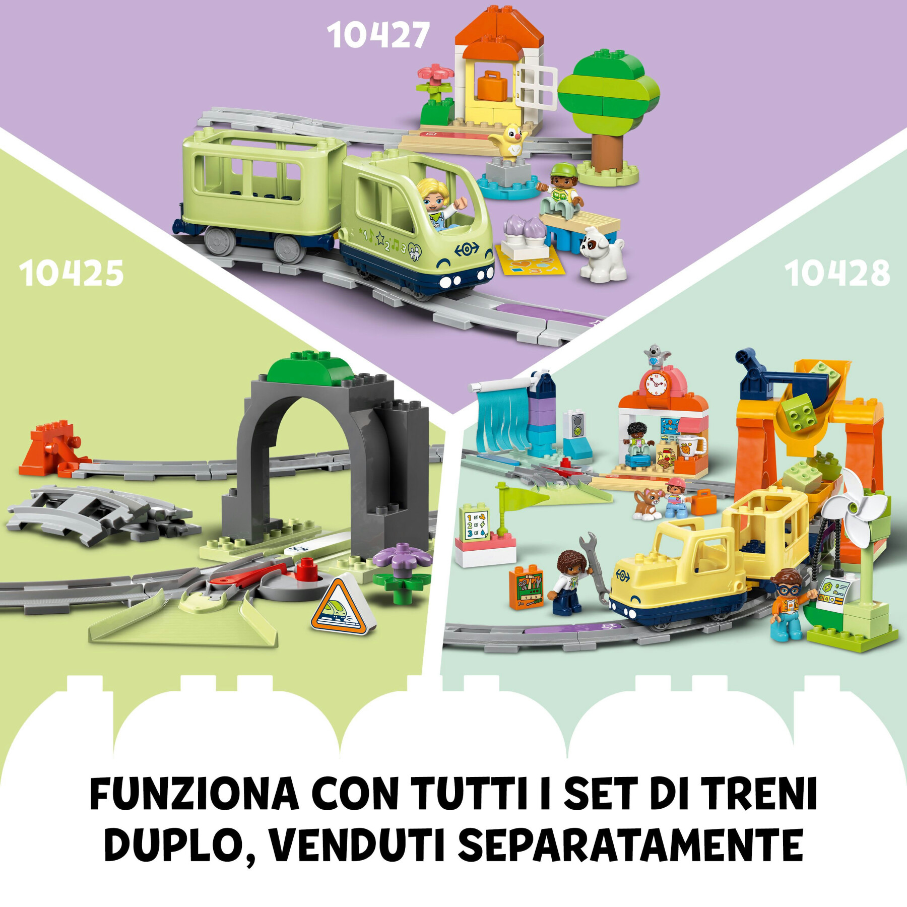 Lego duplo 10426 pack di espansione ponte e binari ferroviari, giochi didattici per bambini 2+, elementi per treno giocattolo - LEGO DUPLO