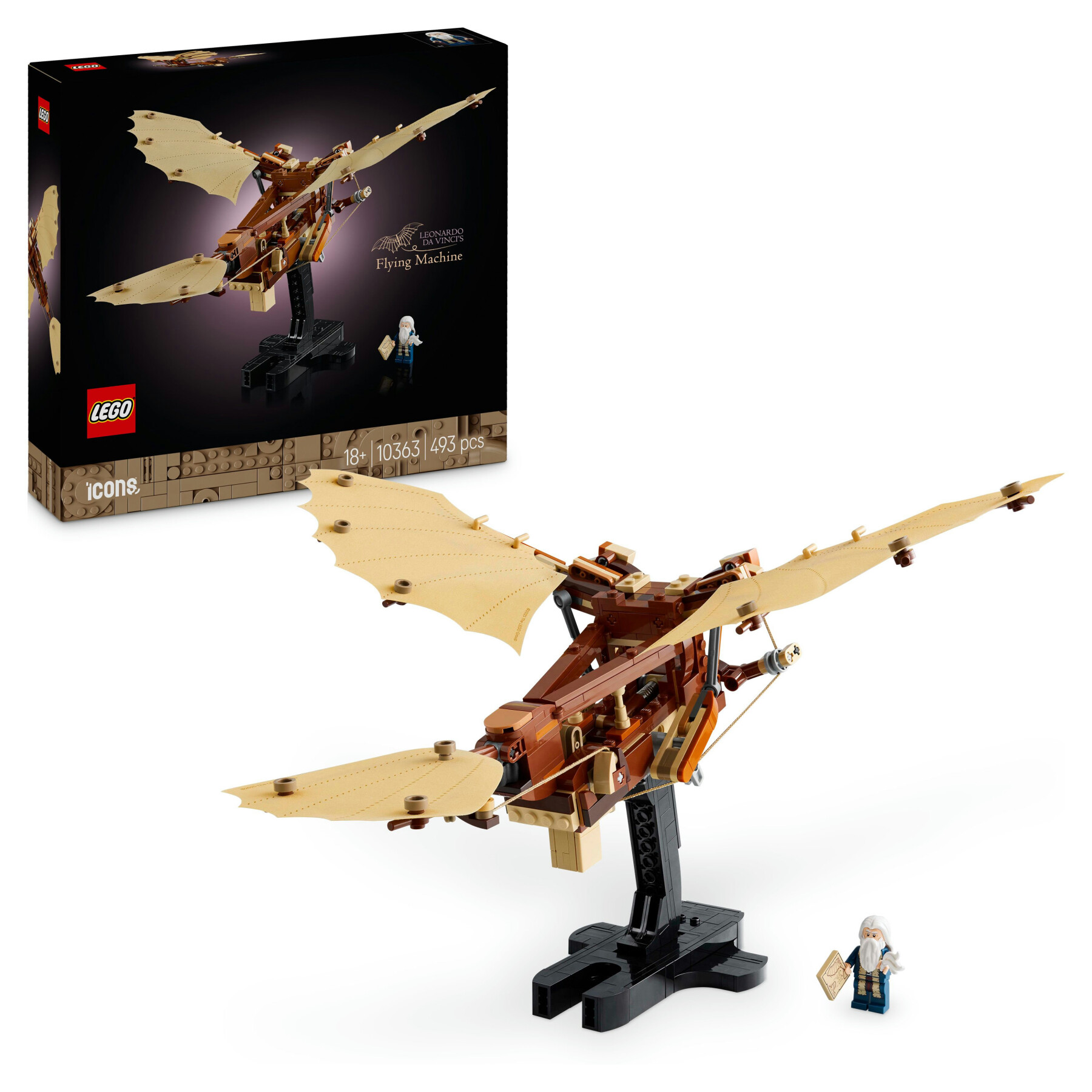 Lego icons 10363 macchina volante di leonardo da vinci, modellino da costruire per adulti da collezione, regalo uomo o donna - LEGO ICONS