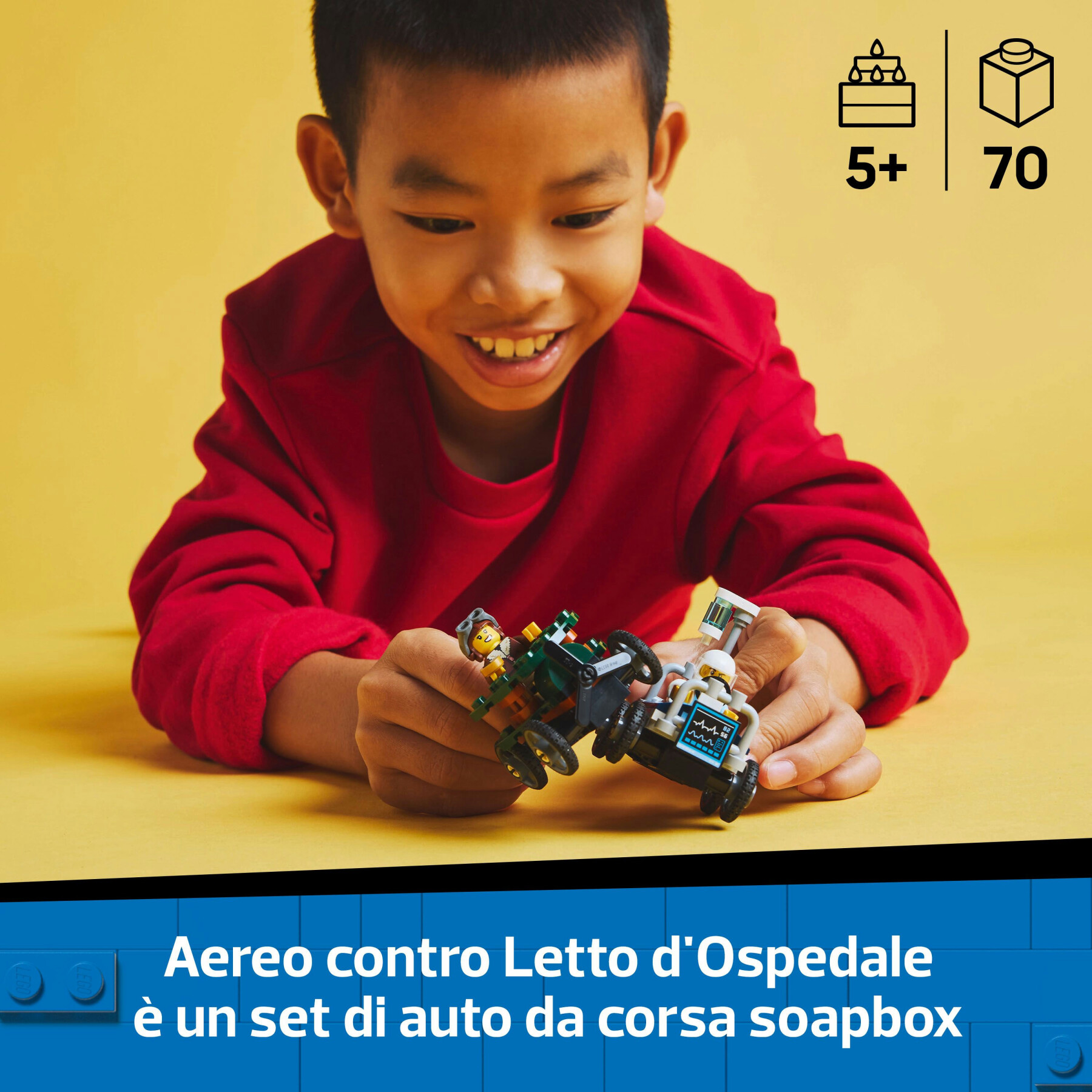 Lego city 60459 pack veicoli da corsa: aereo contro letto d’ospedale, auto giocattolo con 2 minifigure, giochi per bambini 5+ - LEGO CITY