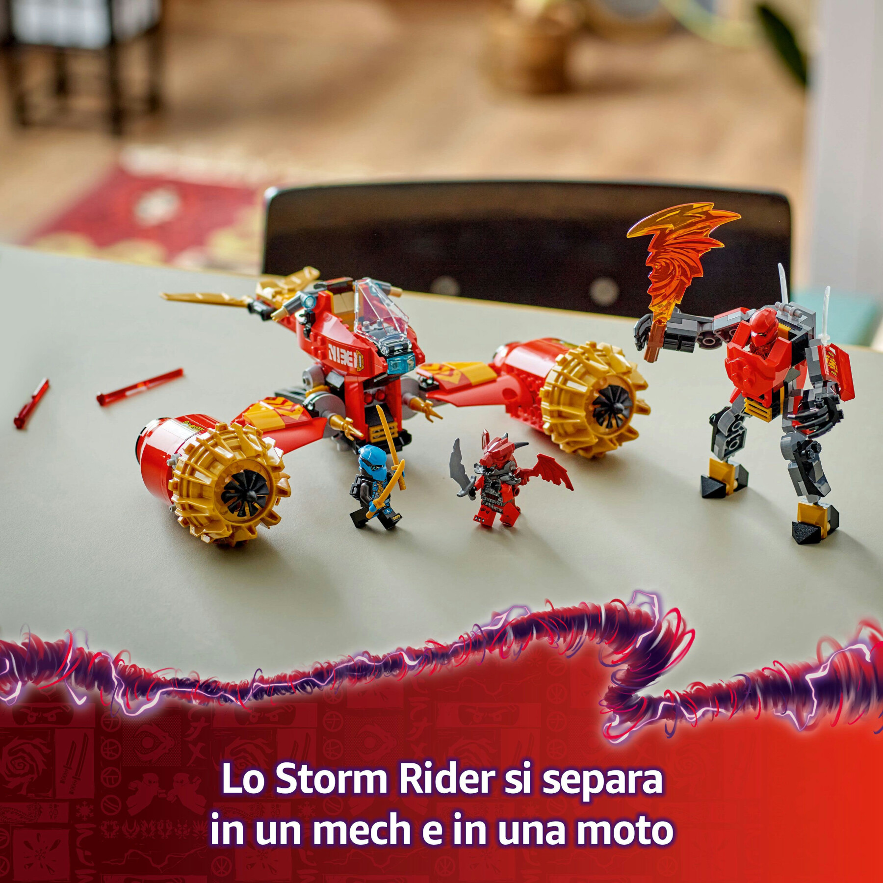 Lego ninjago 71830 mech storm rider di kai - 2 veicoli trasformabili in figura snodabile e moto giocattolo, giochi bambini 7+ - LEGO NINJAGO