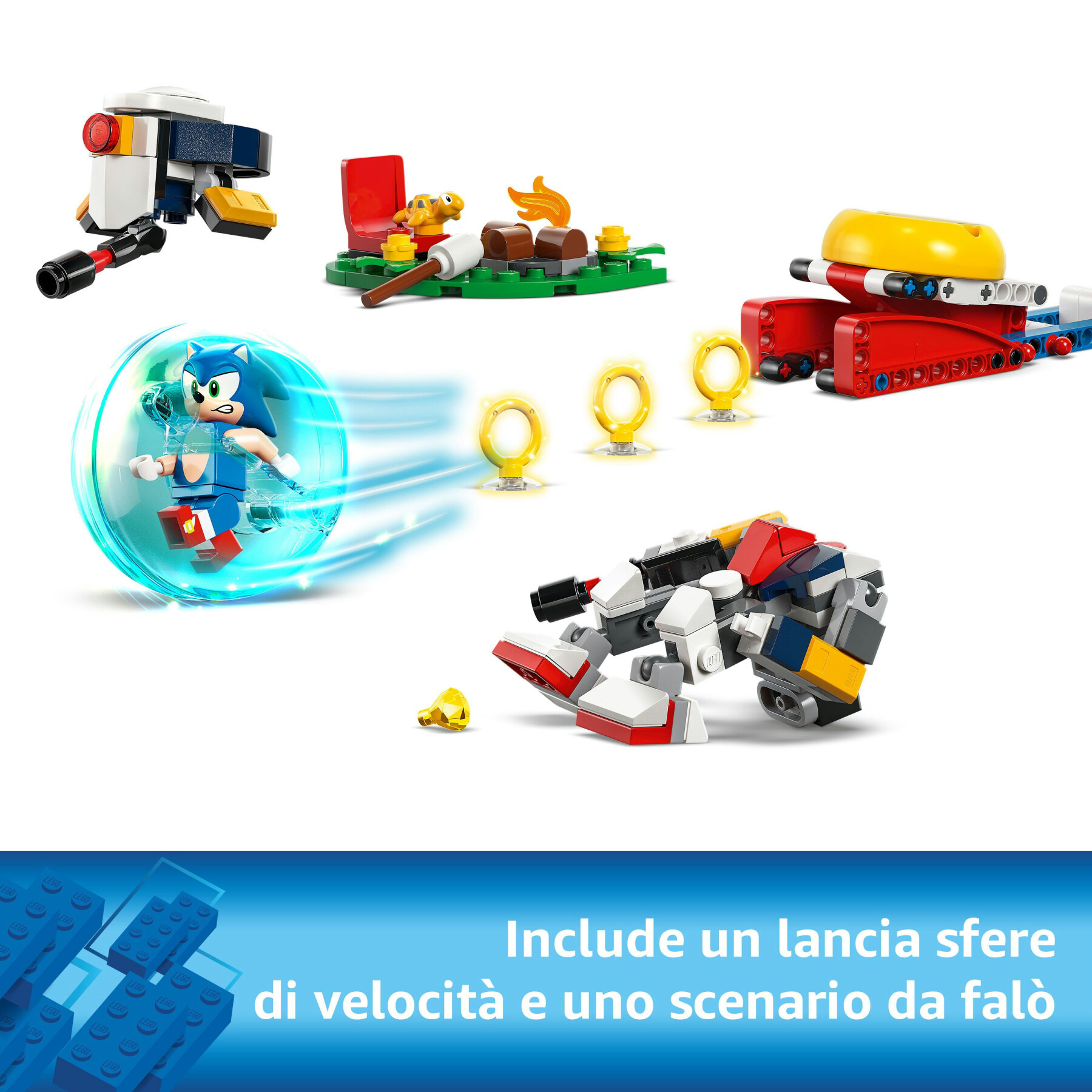 Lego sonic 77001 duello al falò di sonic, giochi per bambini e bambine 7+ con personaggi del videogioco, idea regalo per gamer - Lego